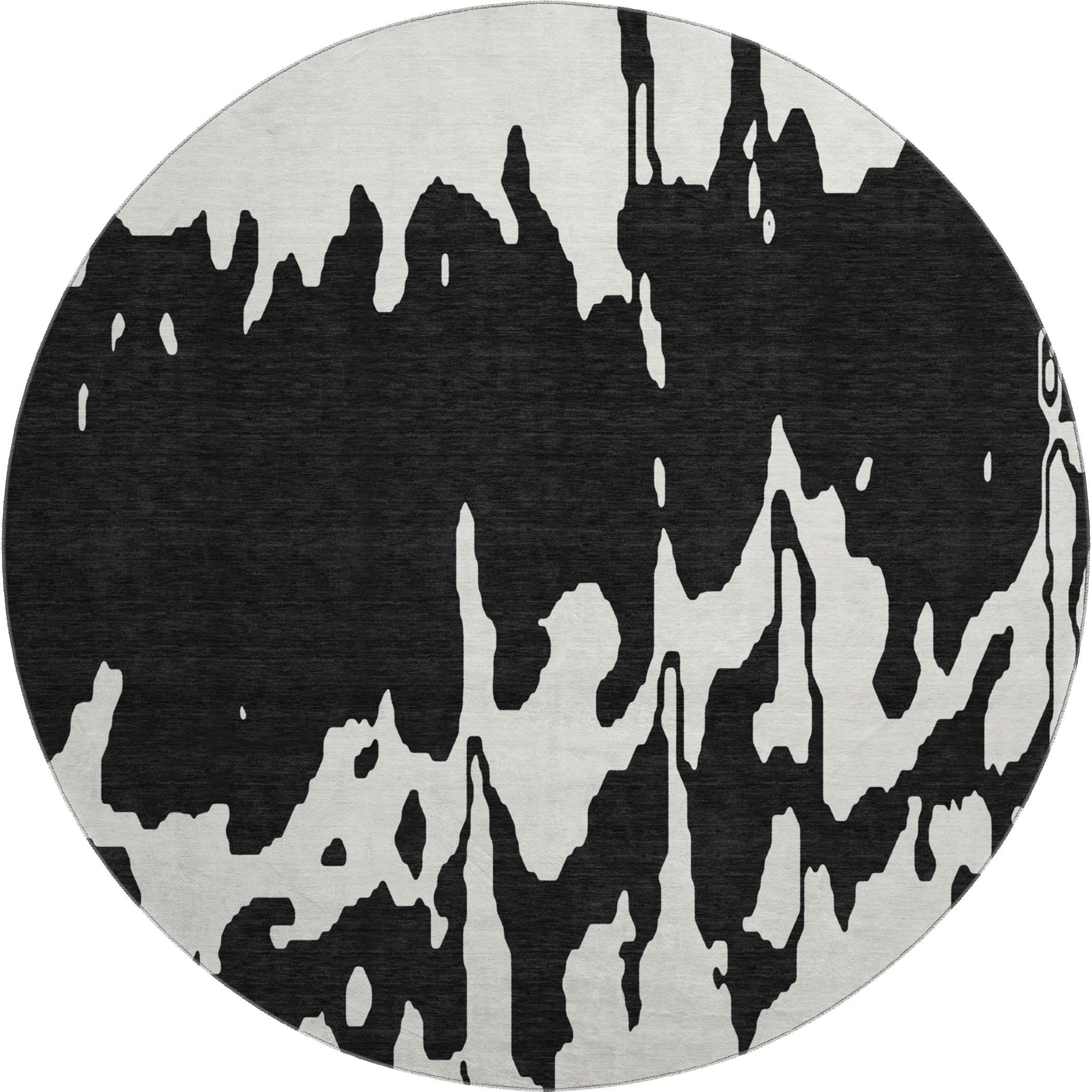 Seville Machine Washable Transitional Black Rug 8' x 8' #shape_Round