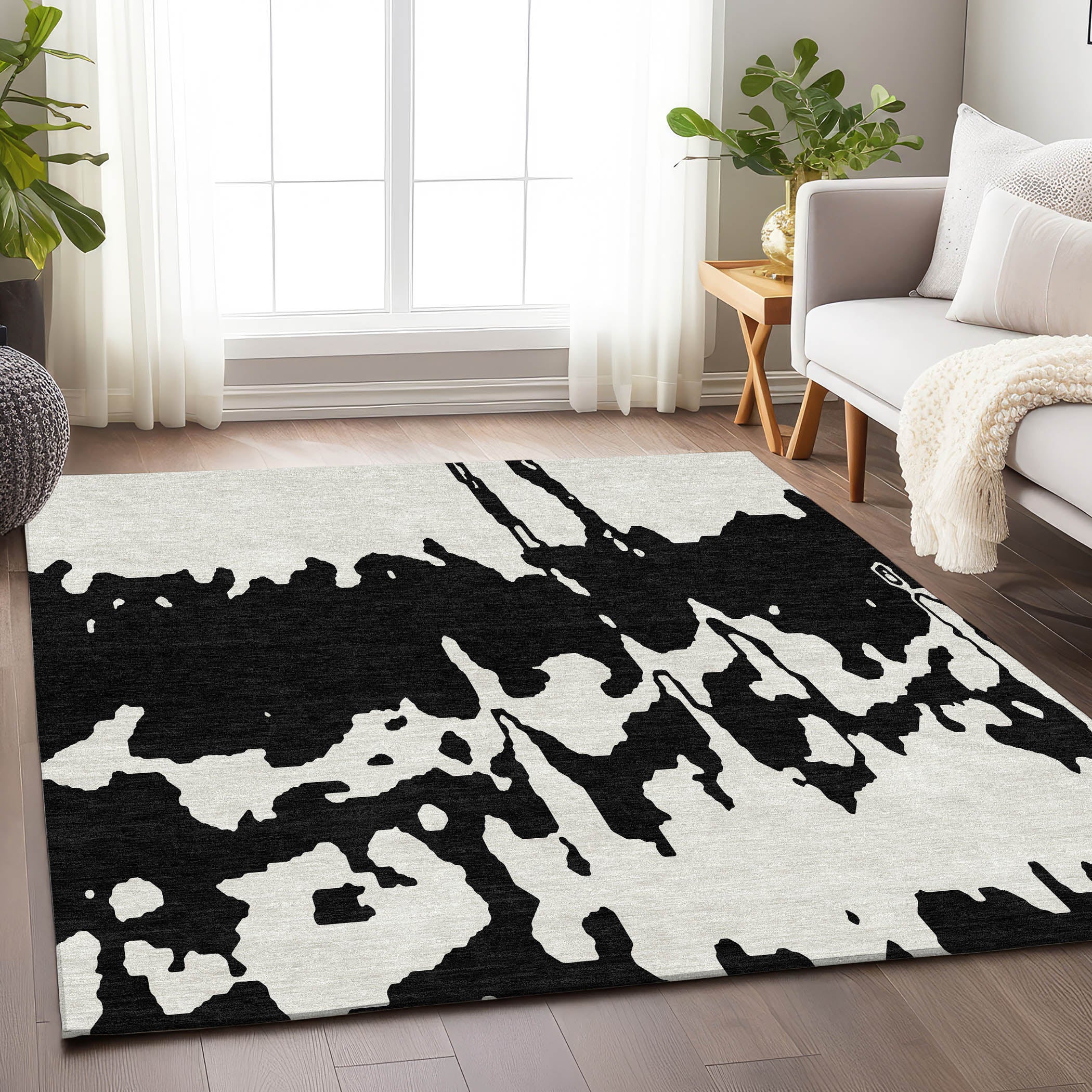 Seville Machine Washable Transitional Black Rug 2'6" x 3'10" #shape_Rectangle