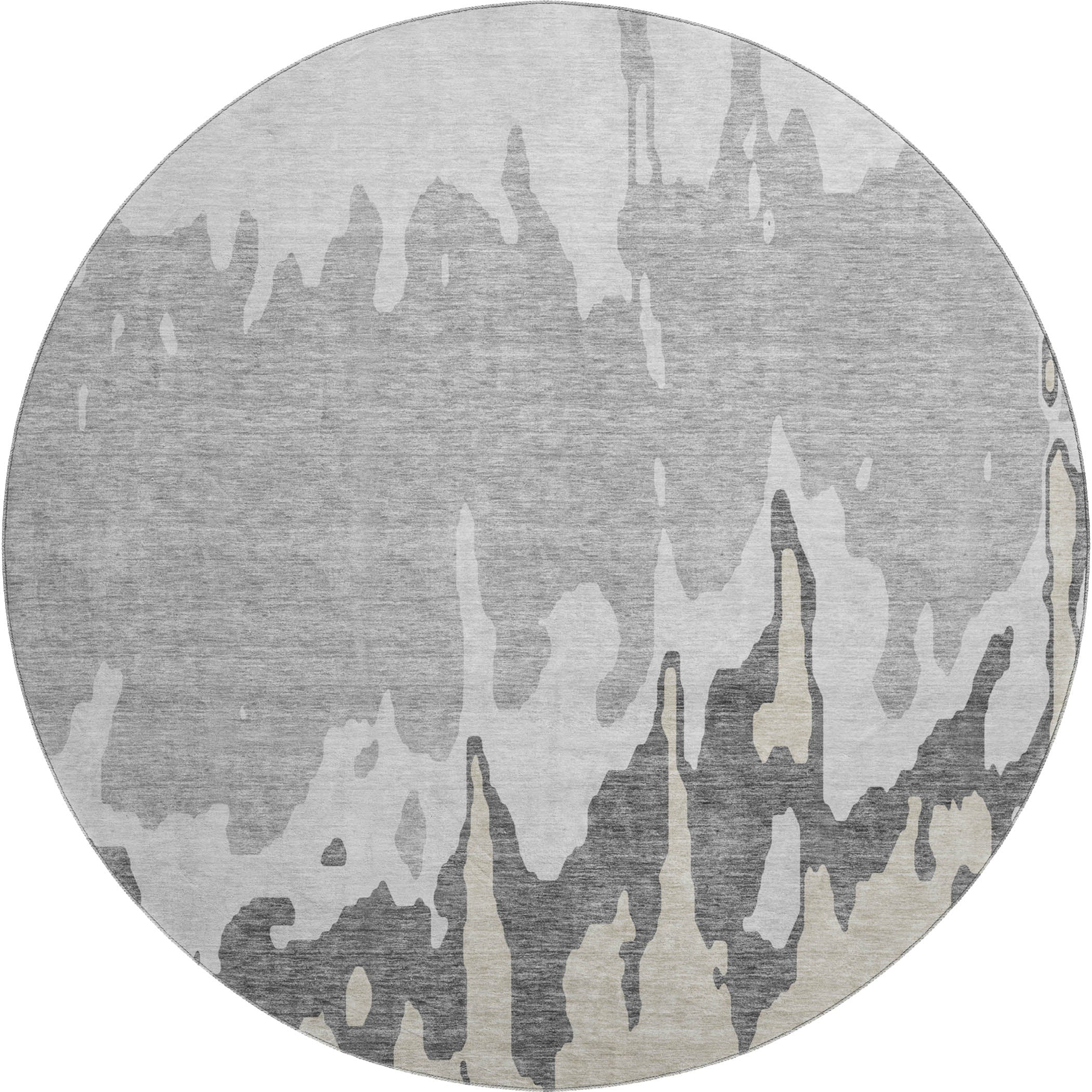 Seville Machine Washable Transitional Gray Rug 8' x 8' #shape_Round