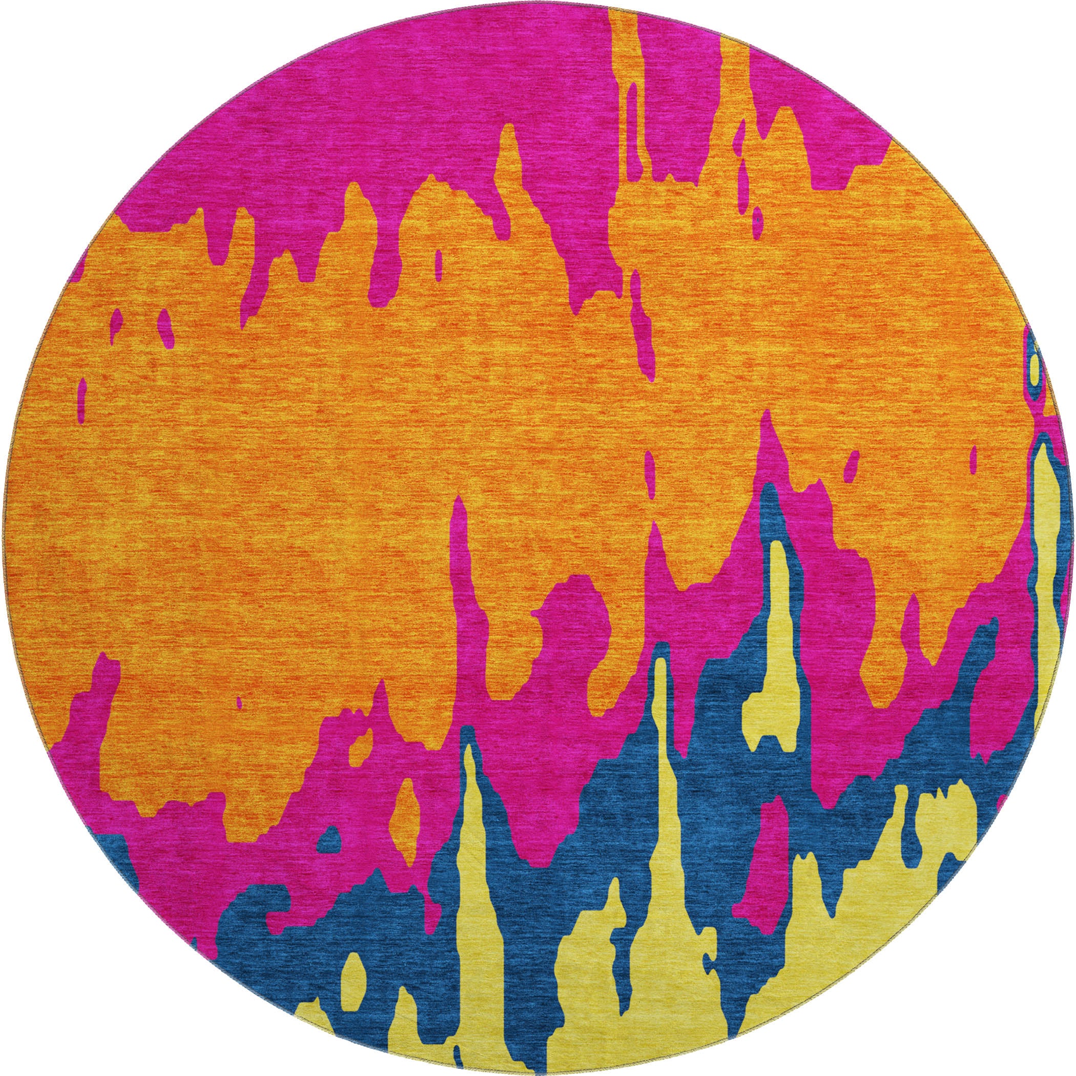 Seville Machine Washable Transitional Pink Rug 8' x 8' #shape_Round