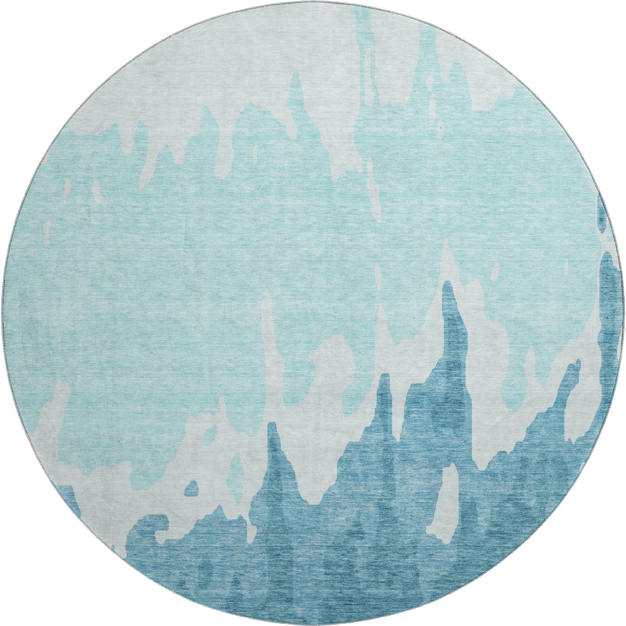 Seville Machine Washable Transitional Teal Rug 8' x 8' #shape_Round