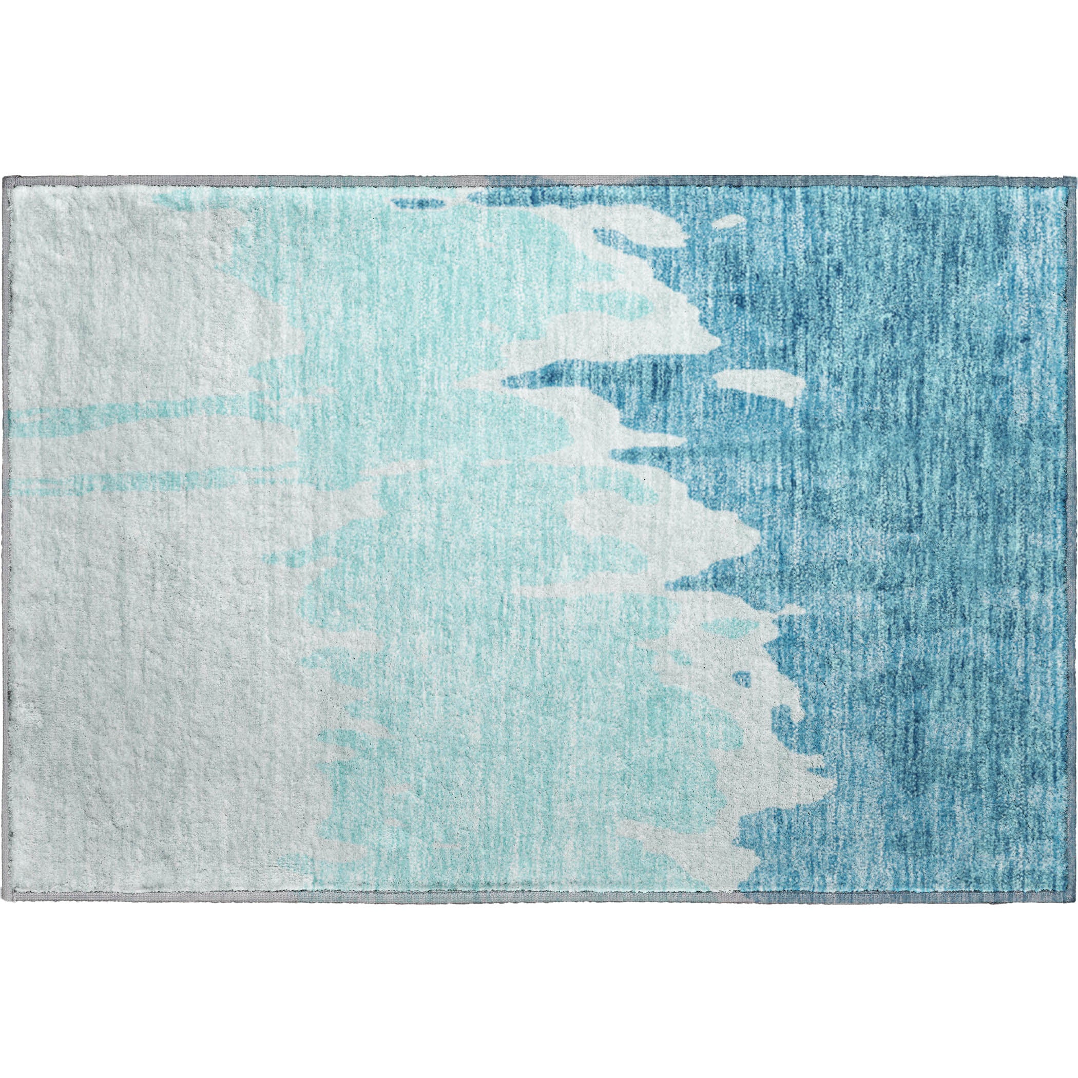 Seville Machine Washable Transitional Teal Rug 1'8" x 2'6" #shape_Rectangle