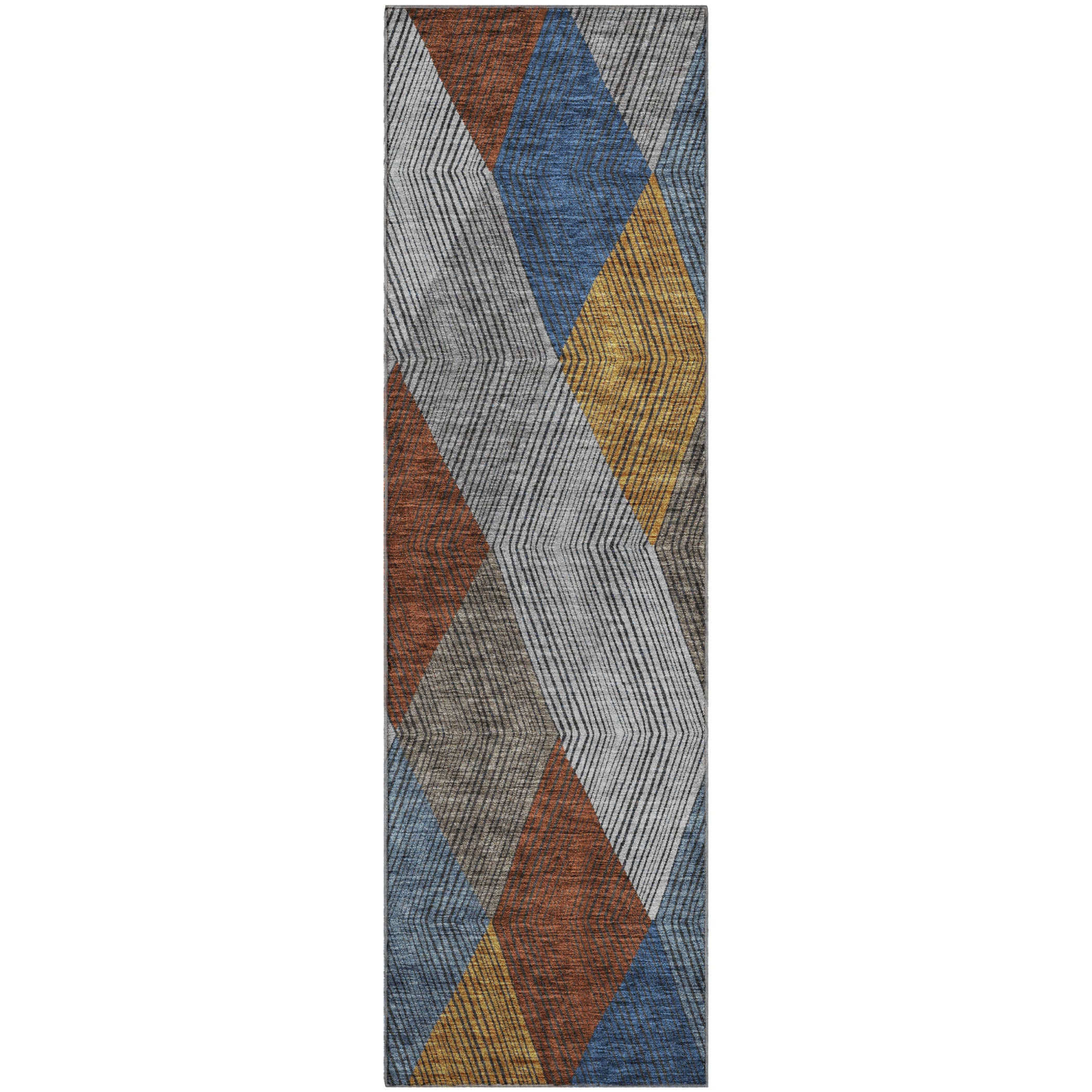 Seville Machine Washable Transitional Gray Rug 2'3" x 7'6" #shape_Runner