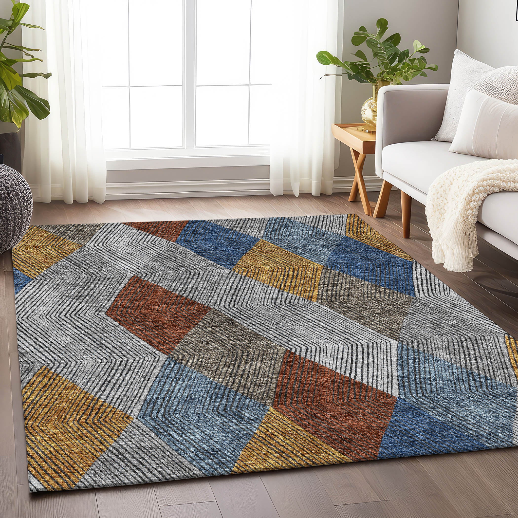 Seville Machine Washable Transitional Gray Rug 2'6" x 3'10" #shape_Rectangle