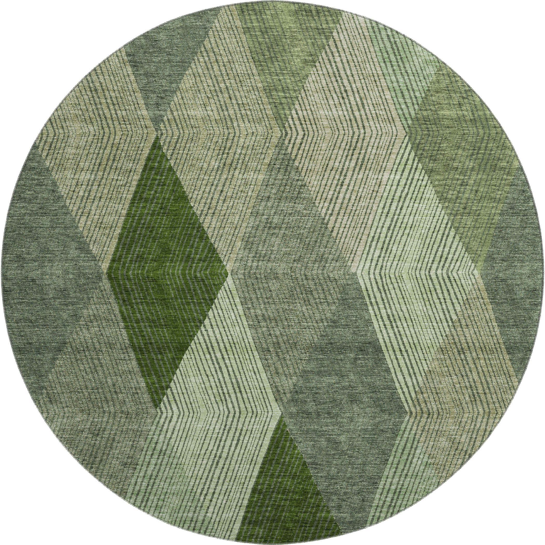 Seville Machine Washable Transitional Green Rug 8' x 8' #shape_Round