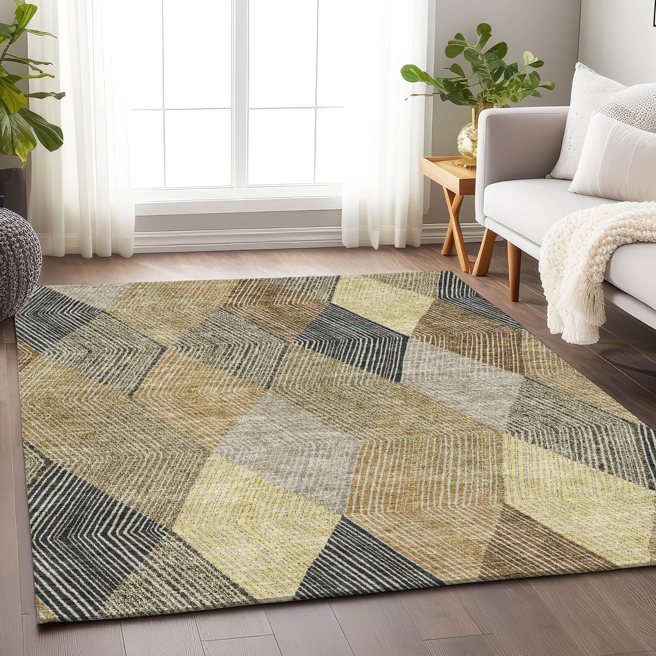 Seville Machine Washable Transitional Mocha Brown Rug 2'6" x 3'10" #shape_Rectangle