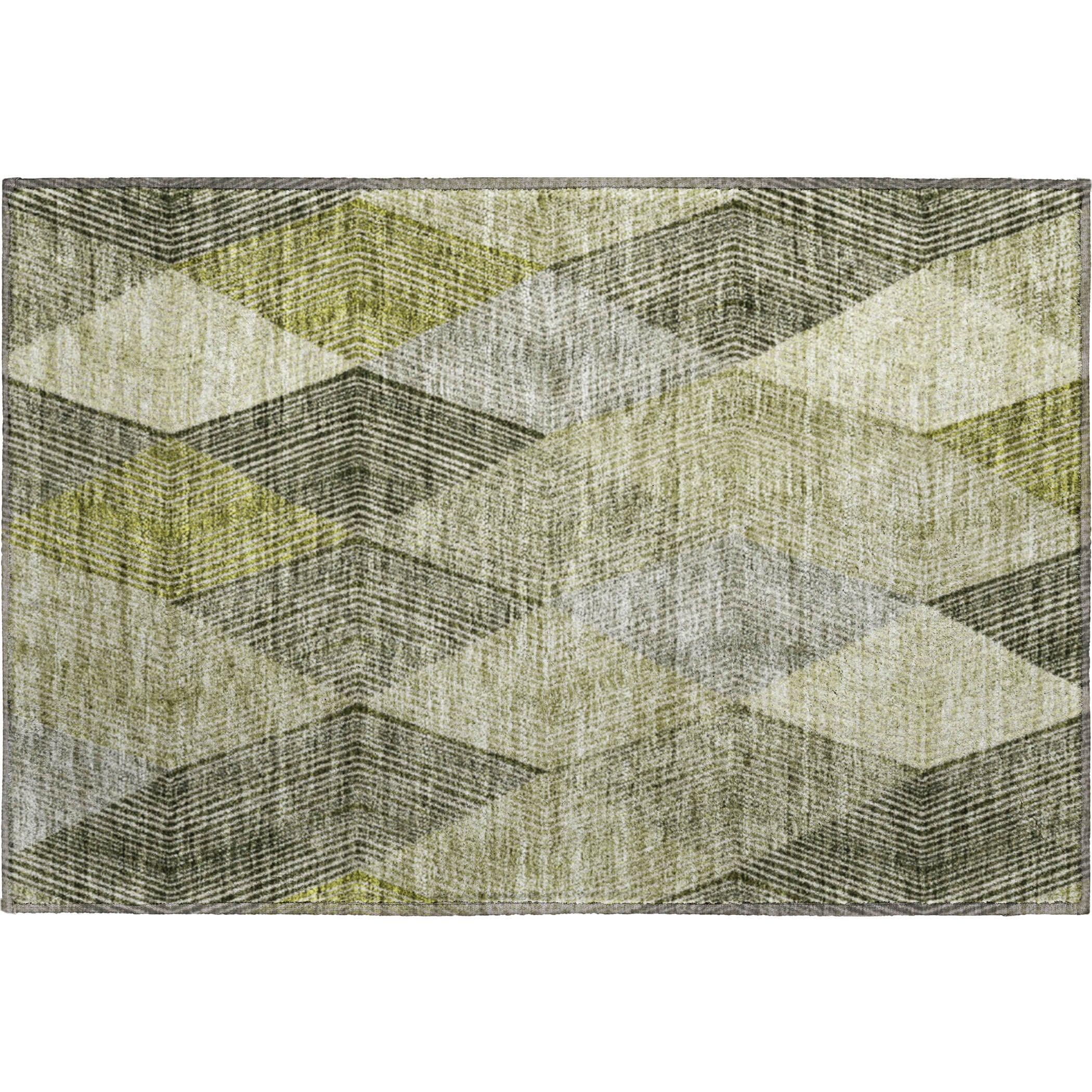 Seville Machine Washable Transitional Olive Green Rug 1'8" x 2'6" #shape_Rectangle