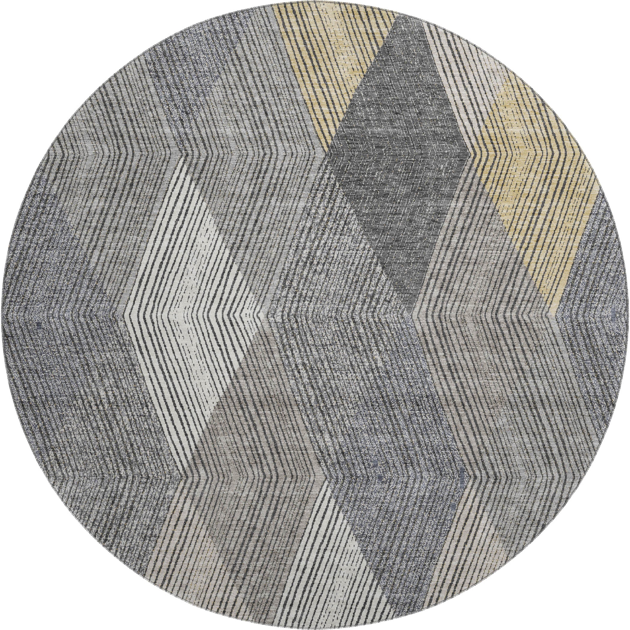 Seville Machine Washable Transitional Pewter Gray Rug 8' x 8' #shape_Round