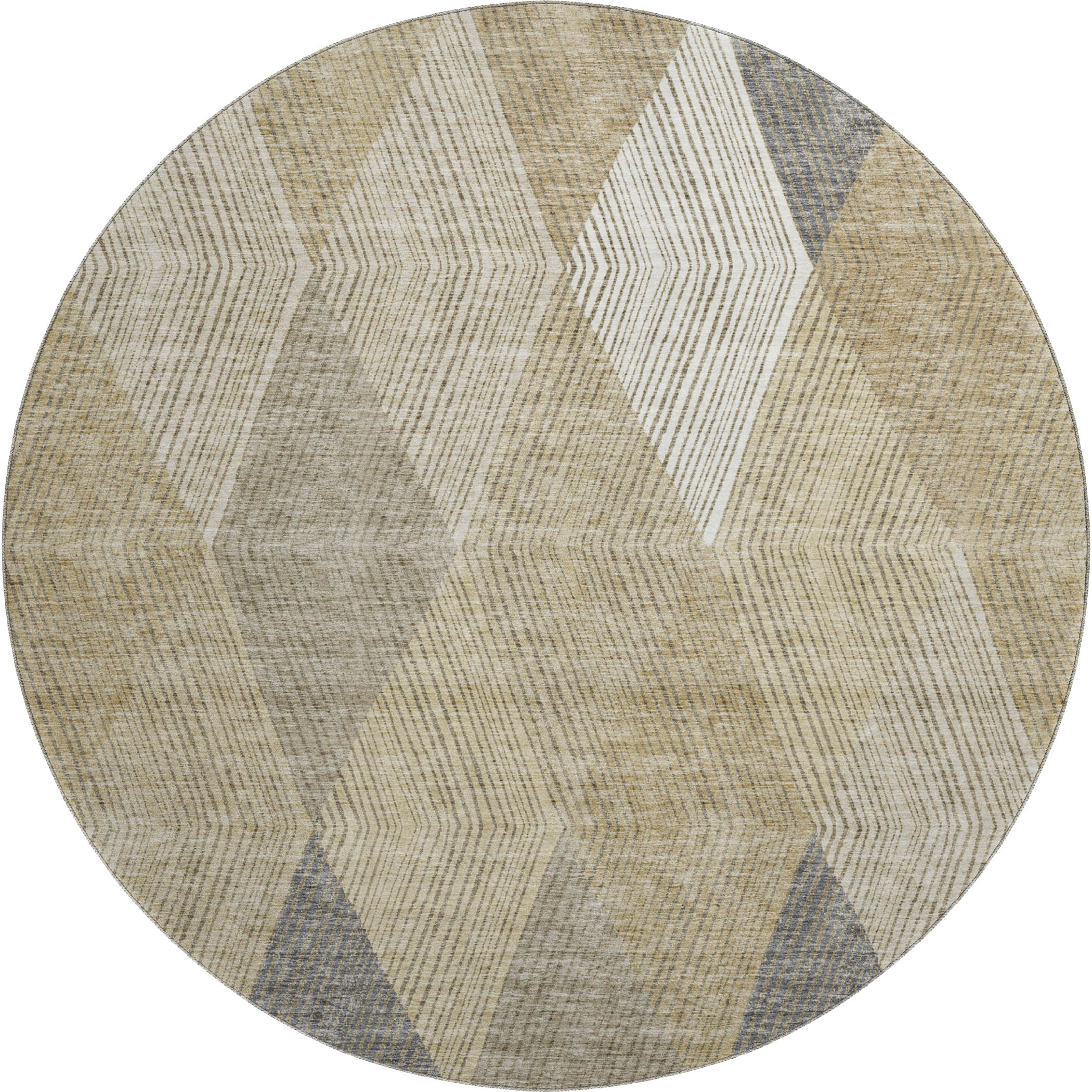 Seville Machine Washable Transitional Wheat Gold Rug 8' x 8' #shape_Round