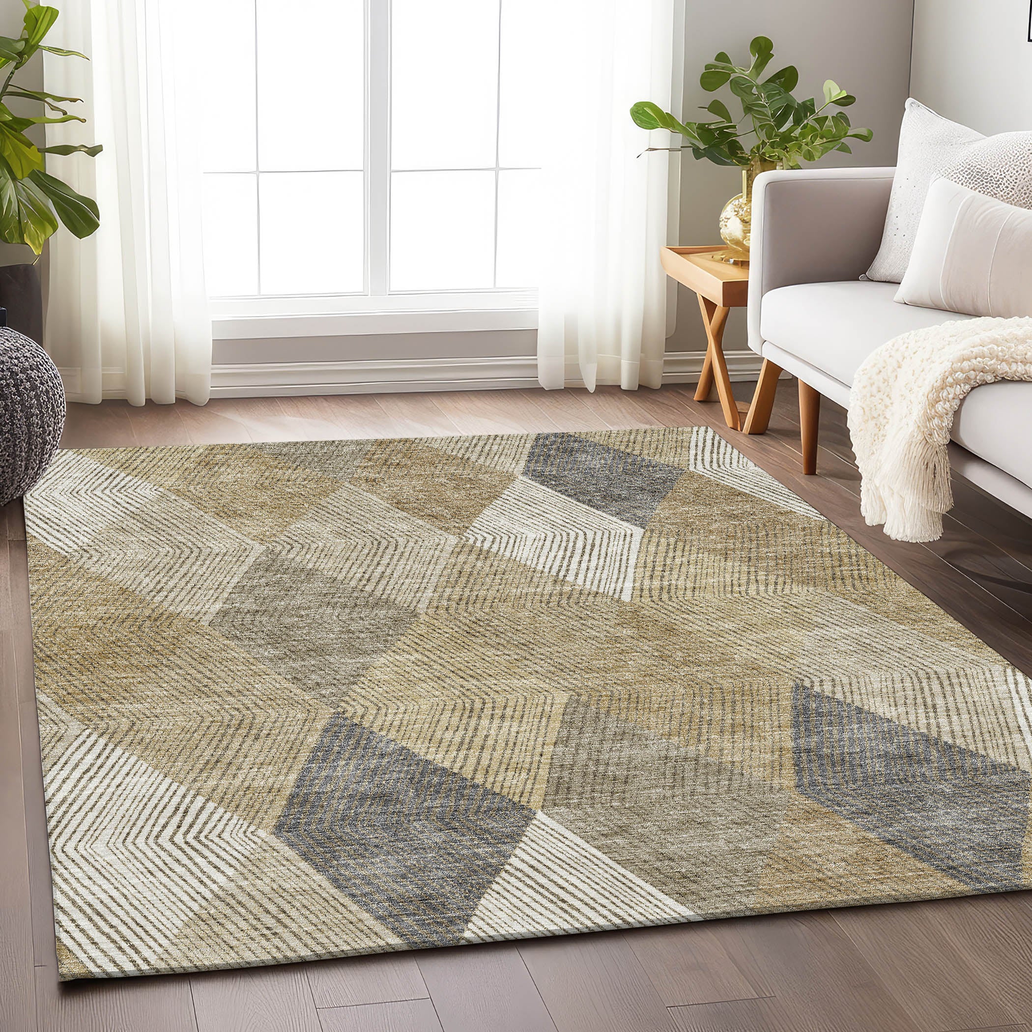 Seville Machine Washable Transitional Wheat Gold Rug 2'6" x 3'10" #shape_Rectangle
