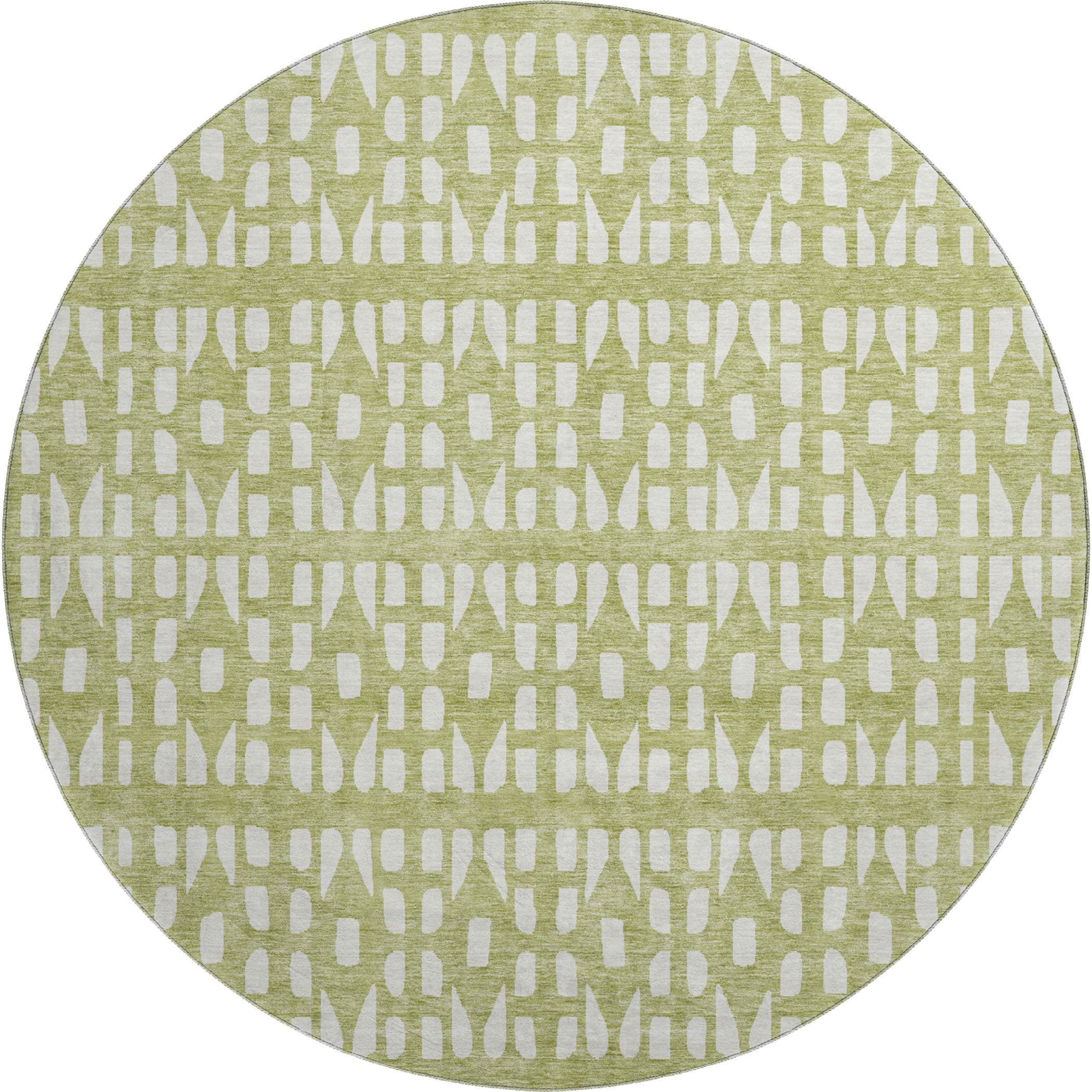 Kathmandu Machine Washable Transitional Aloe Green Rug 8' x 8' #shape_Round