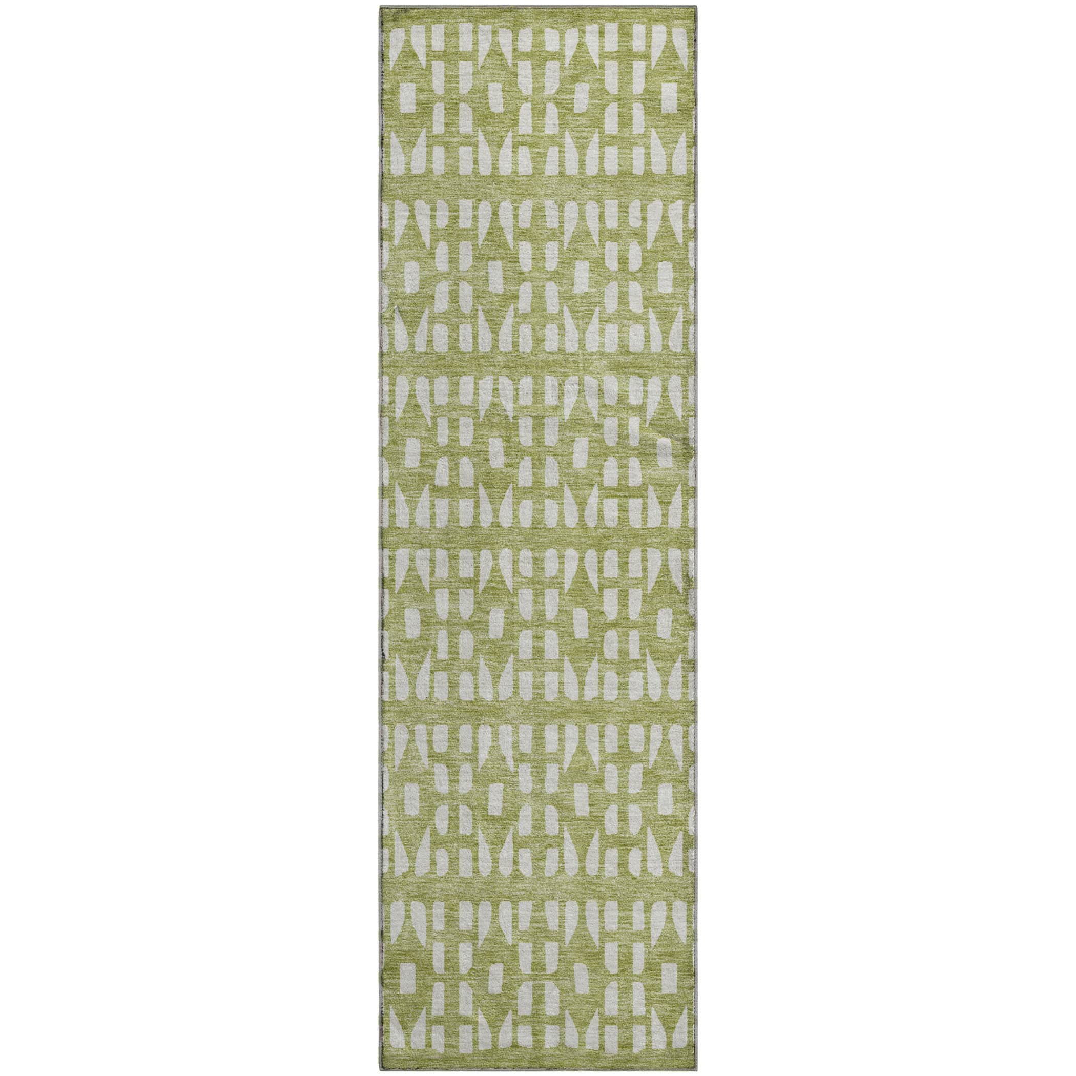 Kathmandu Machine Washable Transitional Aloe Green Rug 2'3" x 7'6" #shape_Runner