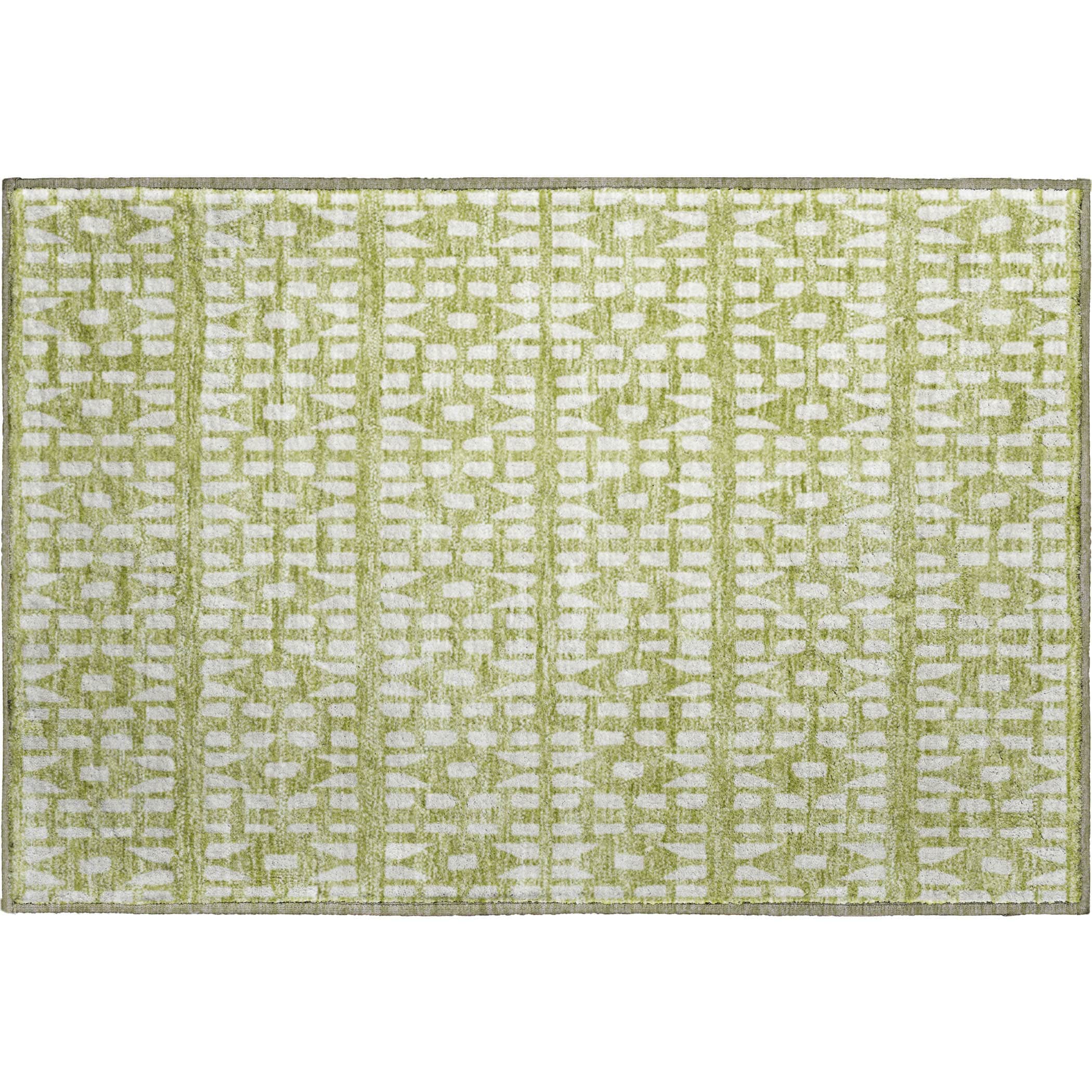 Kathmandu Machine Washable Transitional Aloe Green Rug 1'8" x 2'6" #shape_Rectangle