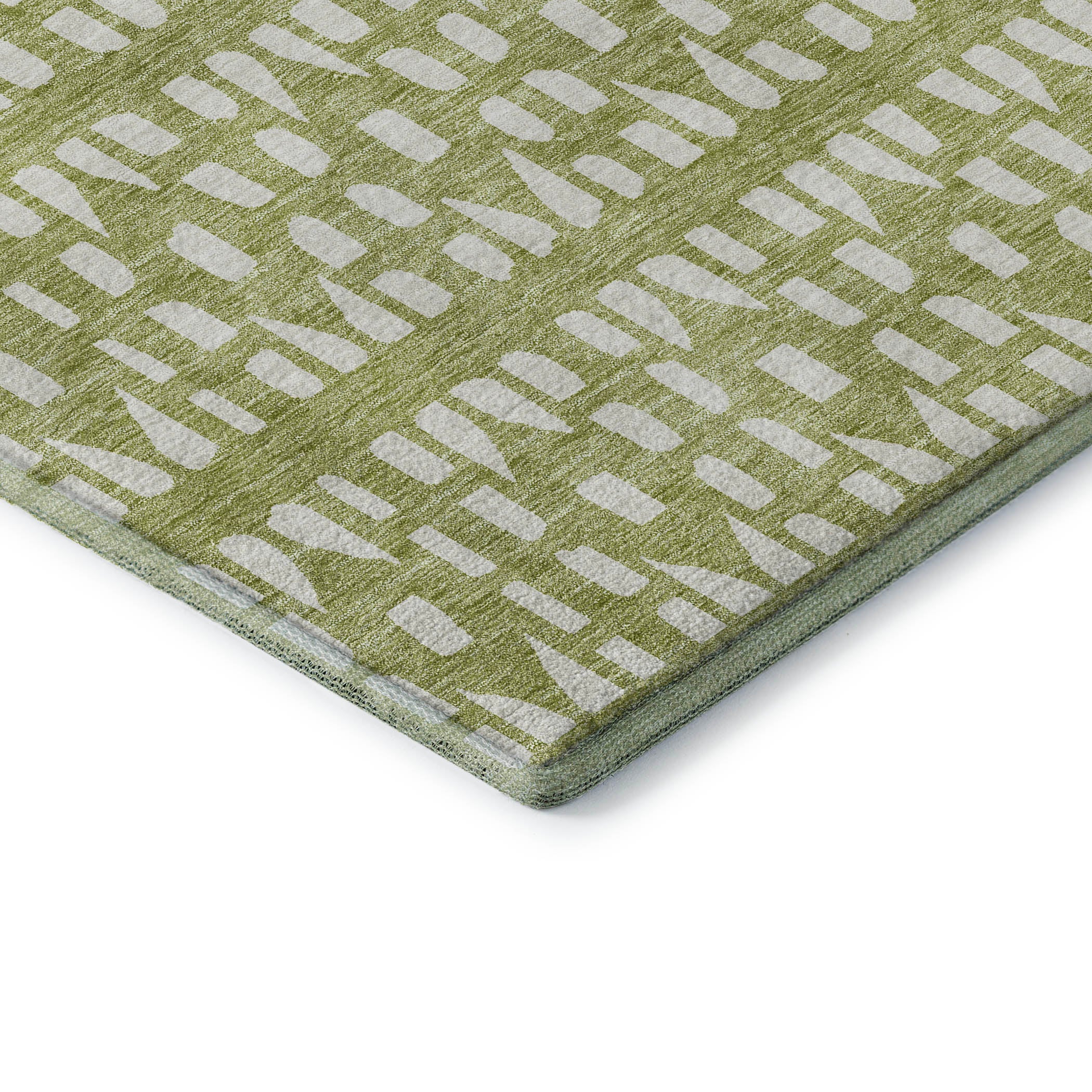 Kathmandu Machine Washable Transitional Aloe Green Rug 1'8" x 2'6" #shape_Rectangle