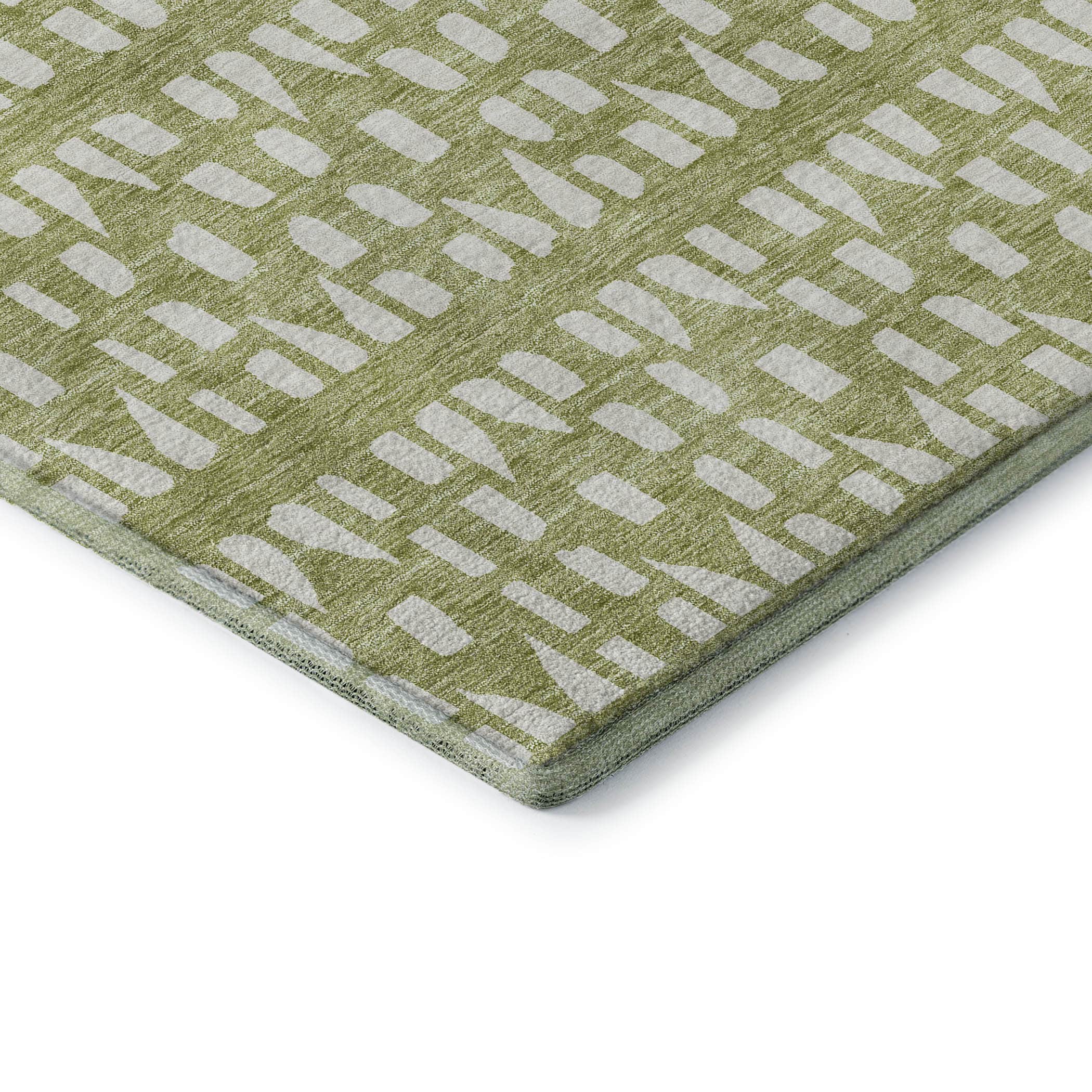 Kathmandu Machine Washable Transitional Aloe Green Rug 1'8" x 2'6" #shape_Rectangle