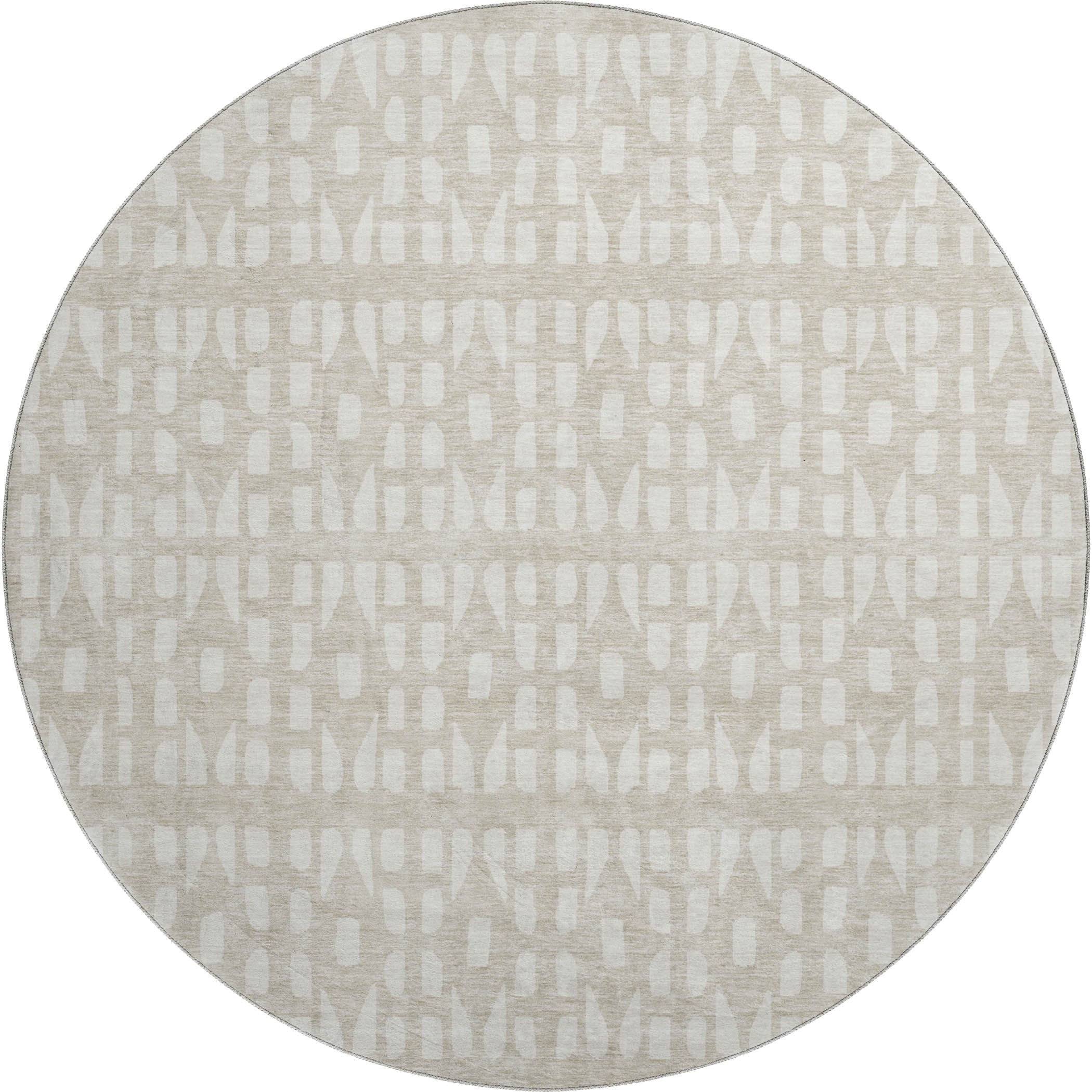 Kathmandu Machine Washable Transitional Beige Brown Rug 8' x 8' #shape_Round