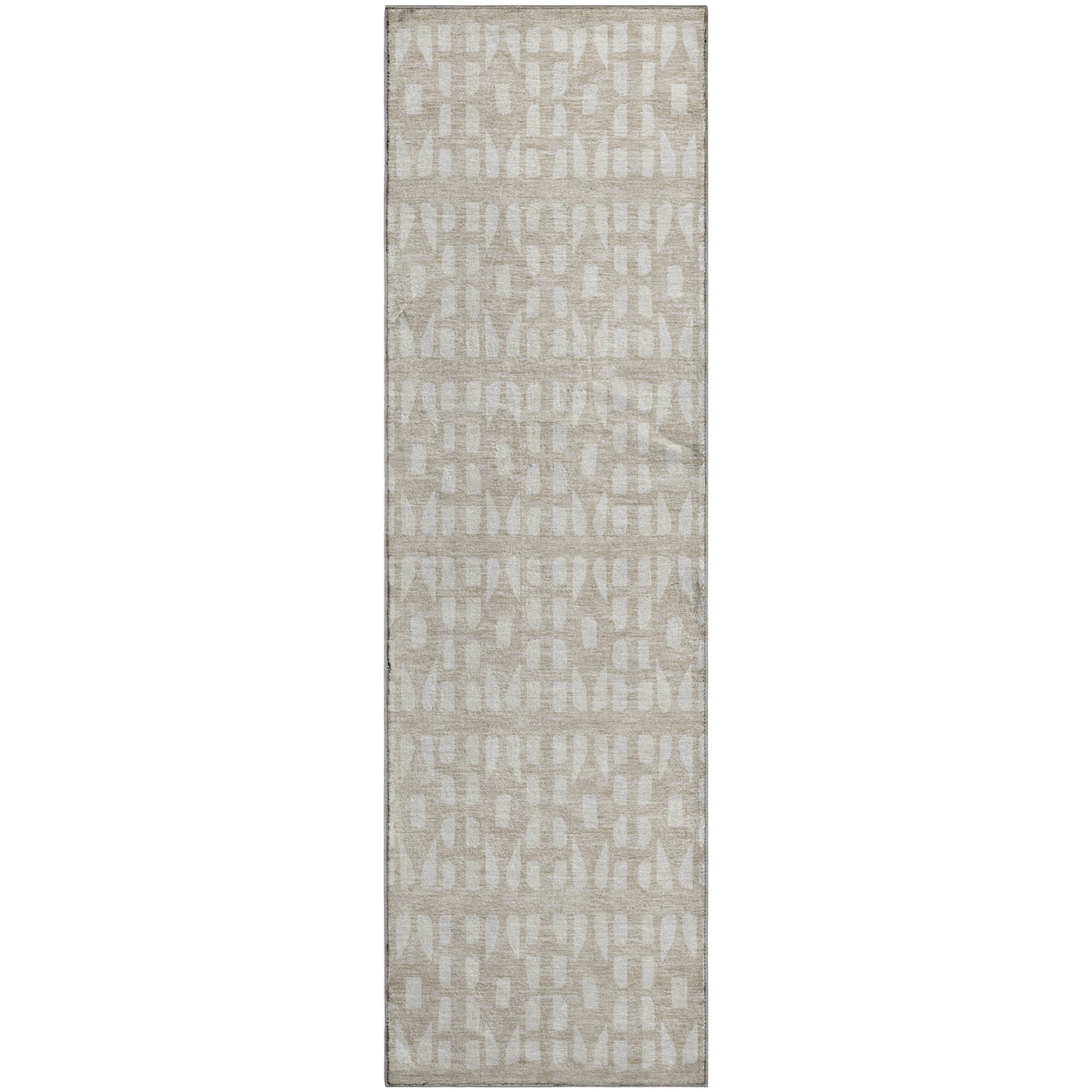 Kathmandu Machine Washable Transitional Beige Brown Rug 2'3" x 7'6" #shape_Runner