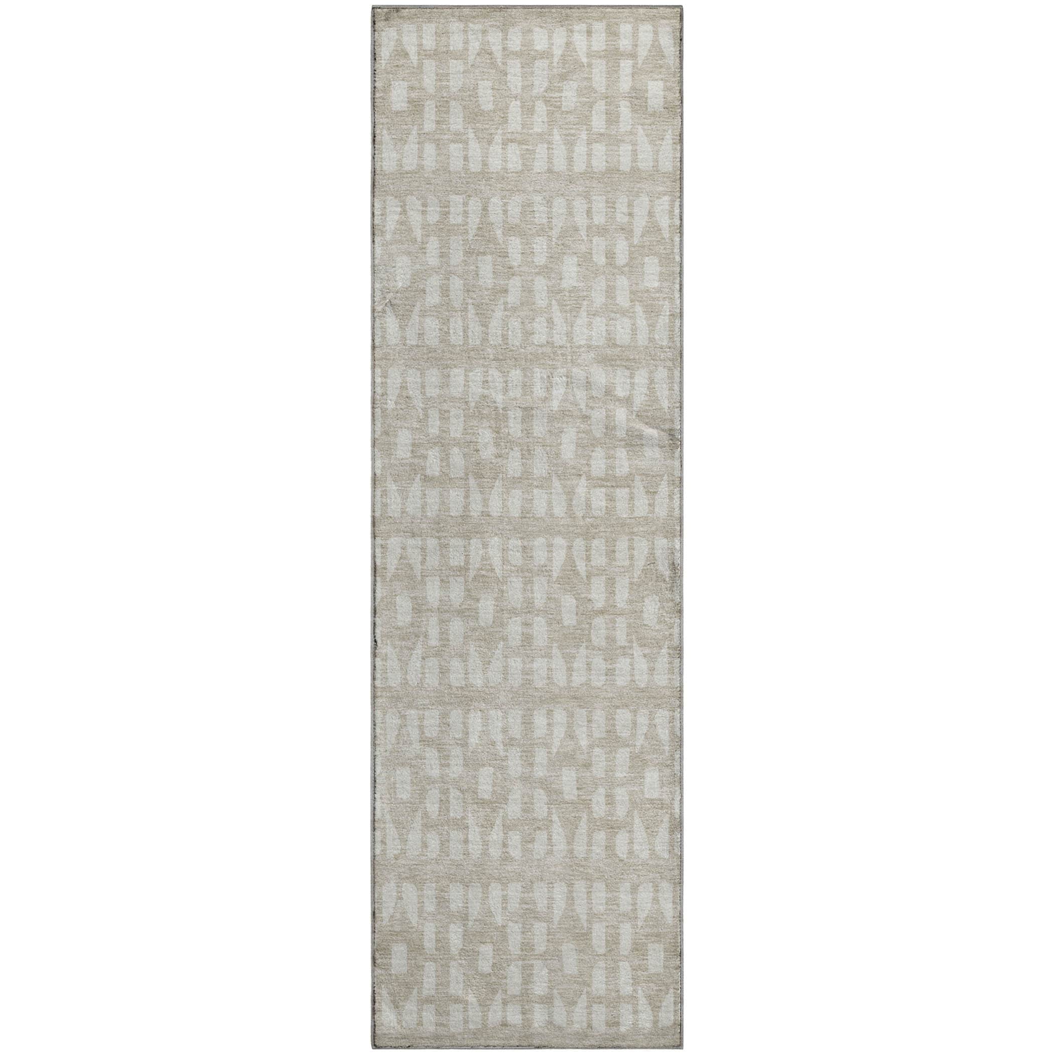 Kathmandu Machine Washable Transitional Beige Brown Rug 2'3" x 7'6" #shape_Runner