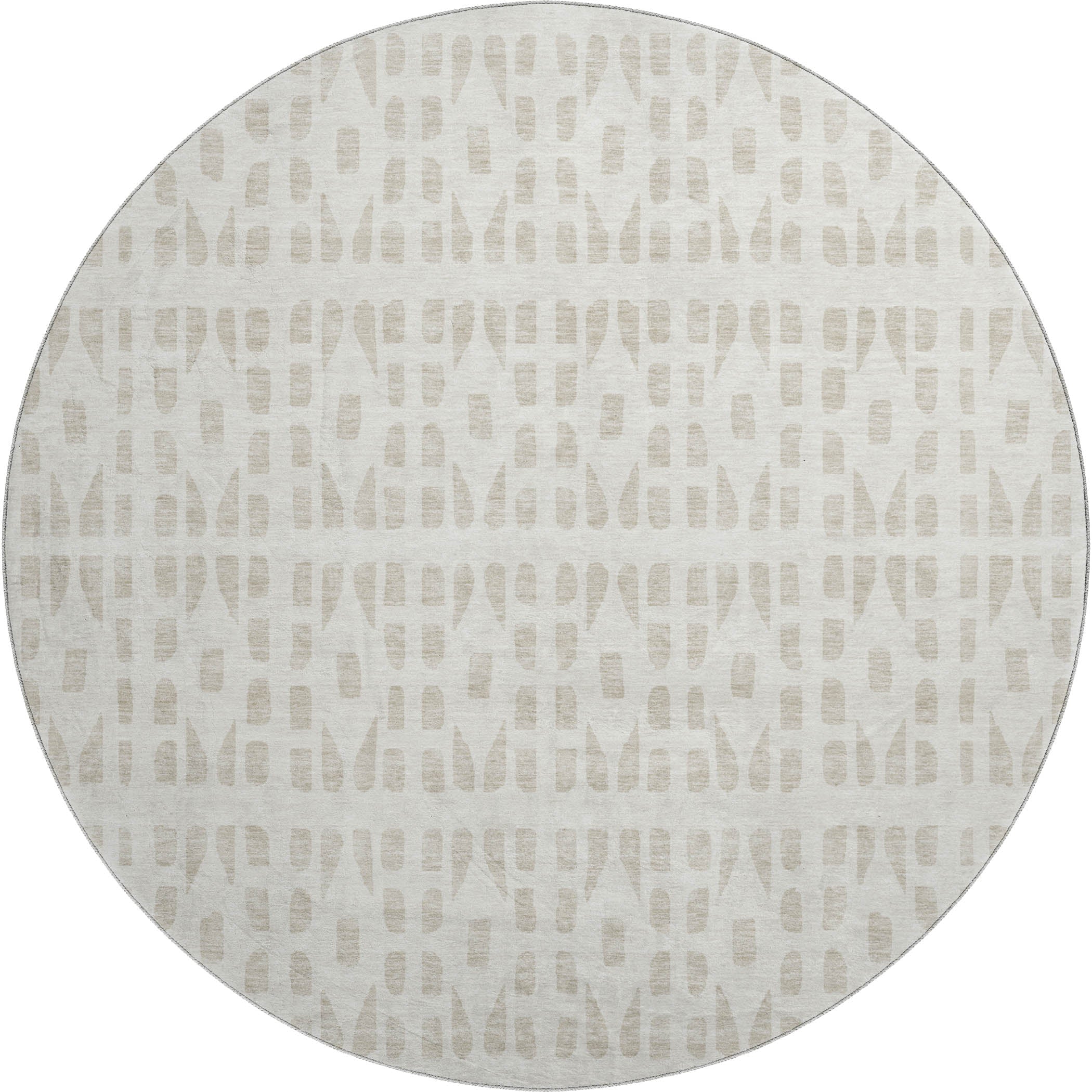 Kathmandu Machine Washable Transitional Ivory Rug 8' x 8' #shape_Round