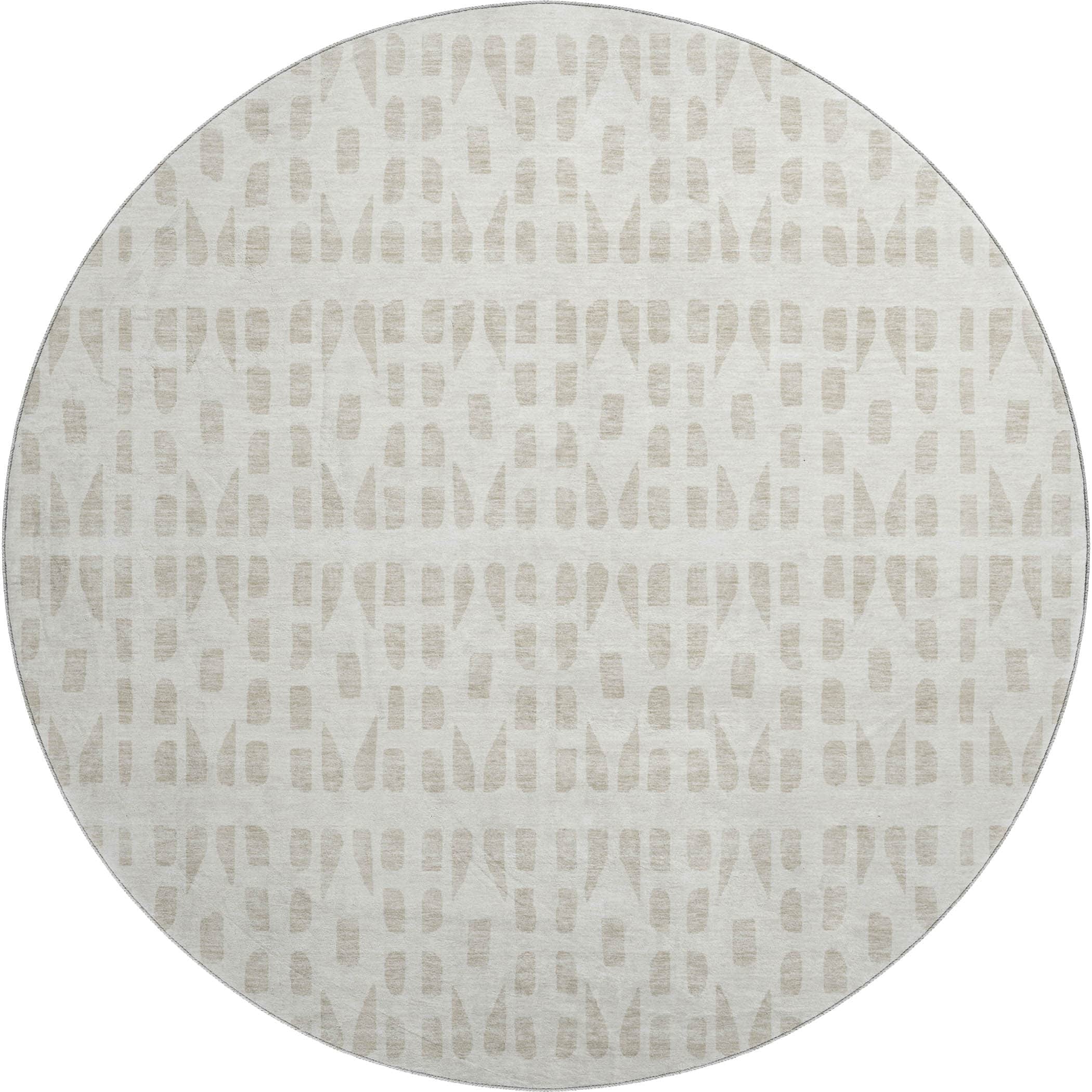 Kathmandu Machine Washable Transitional Ivory Rug 8' x 8' #shape_Round