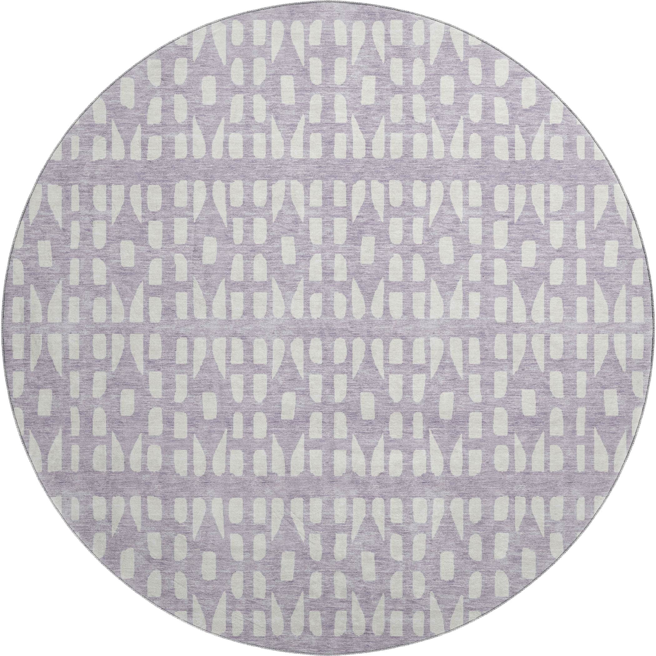 Kathmandu Machine Washable Transitional Lavender Purple Rug 8' x 8' #shape_Round