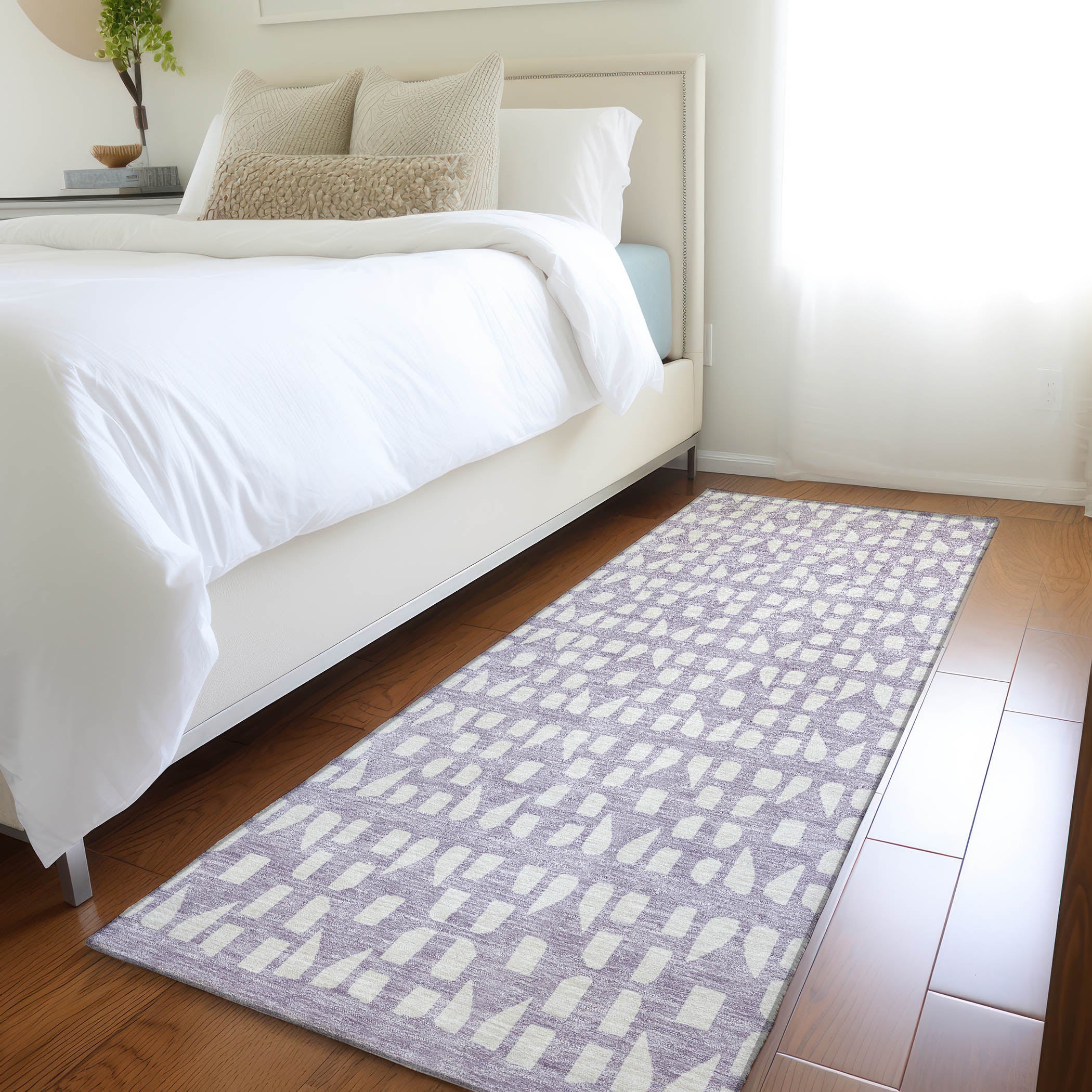 Kathmandu Machine Washable Transitional Lavender Purple Rug 2'3" x 7'6" #shape_Runner
