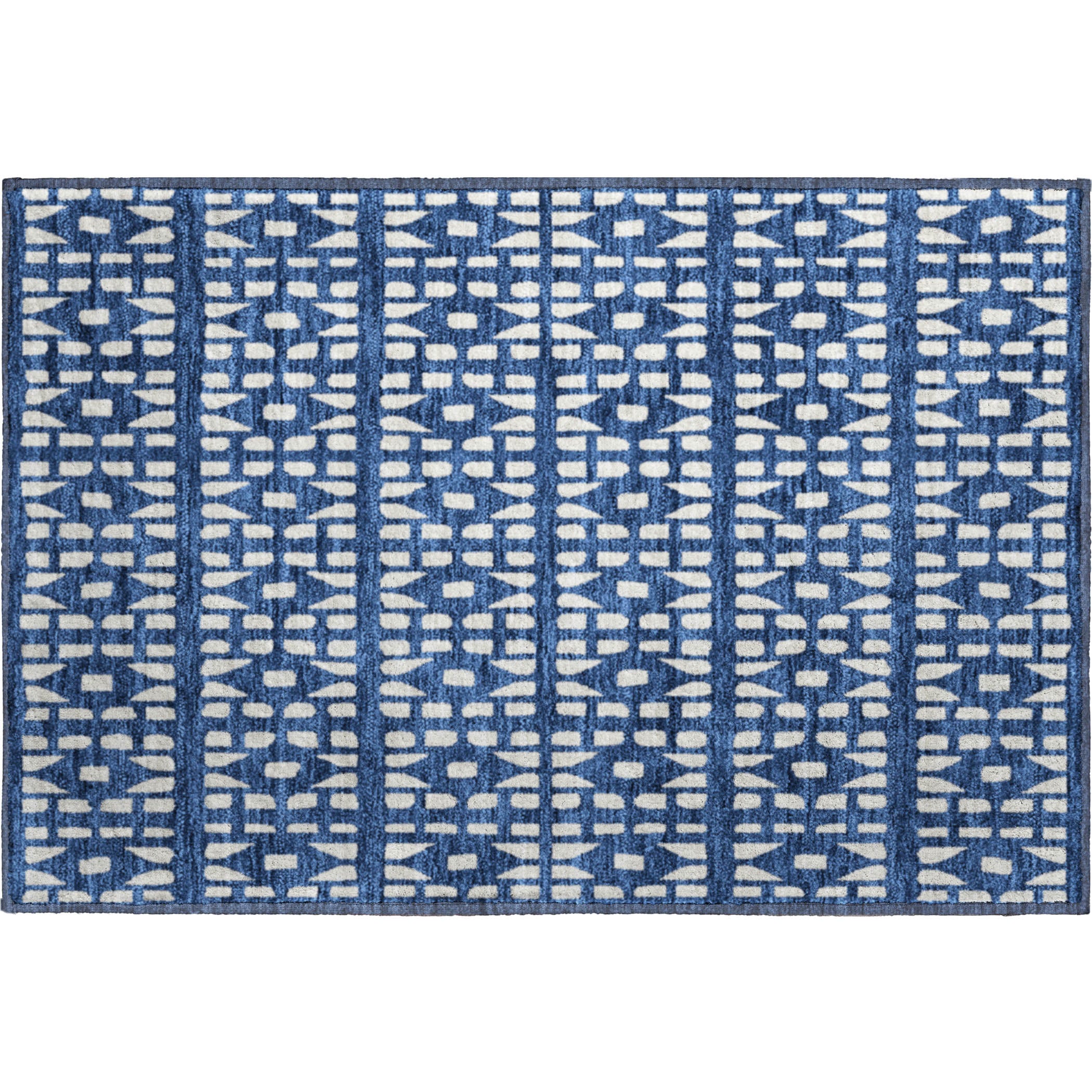 Kathmandu Machine Washable Transitional Navy Blue Rug 1'8" x 2'6" #shape_Rectangle