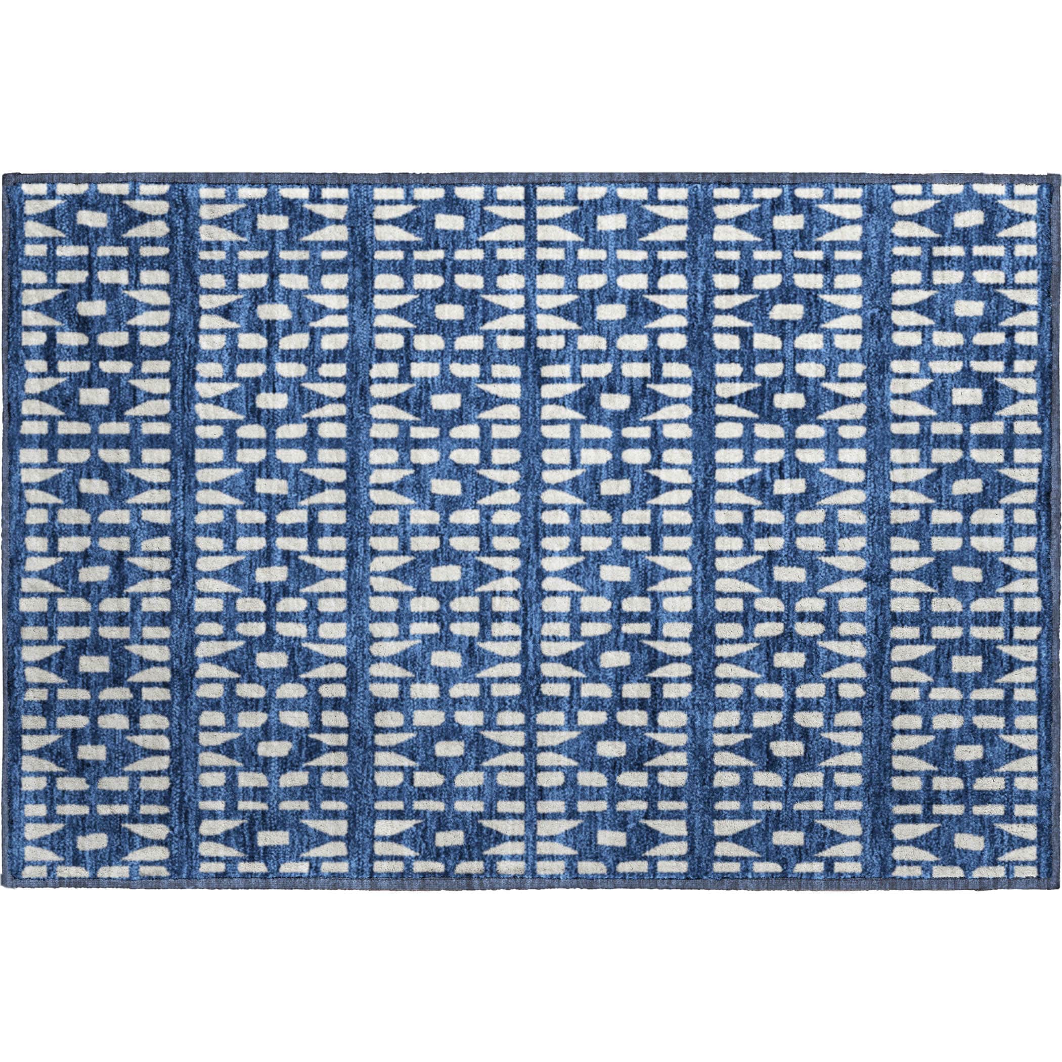 Kathmandu Machine Washable Transitional Navy Blue Rug 1'8" x 2'6" #shape_Rectangle