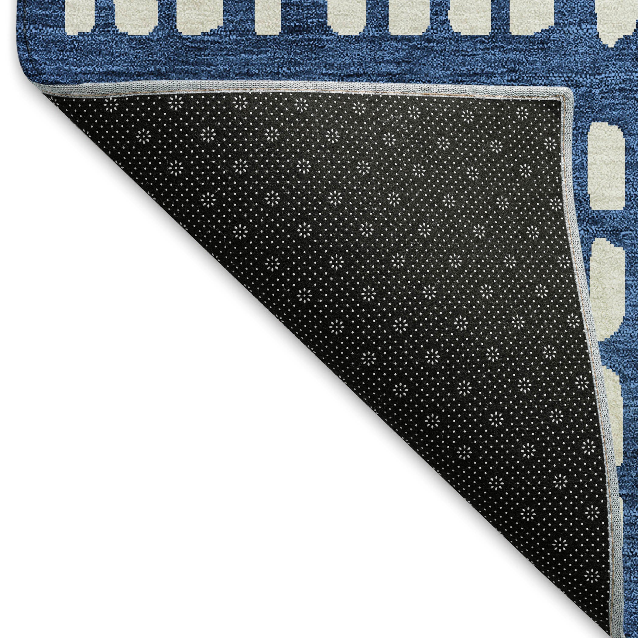 Kathmandu Machine Washable Transitional Navy Blue Rug 1'8" x 2'6" #shape_Rectangle