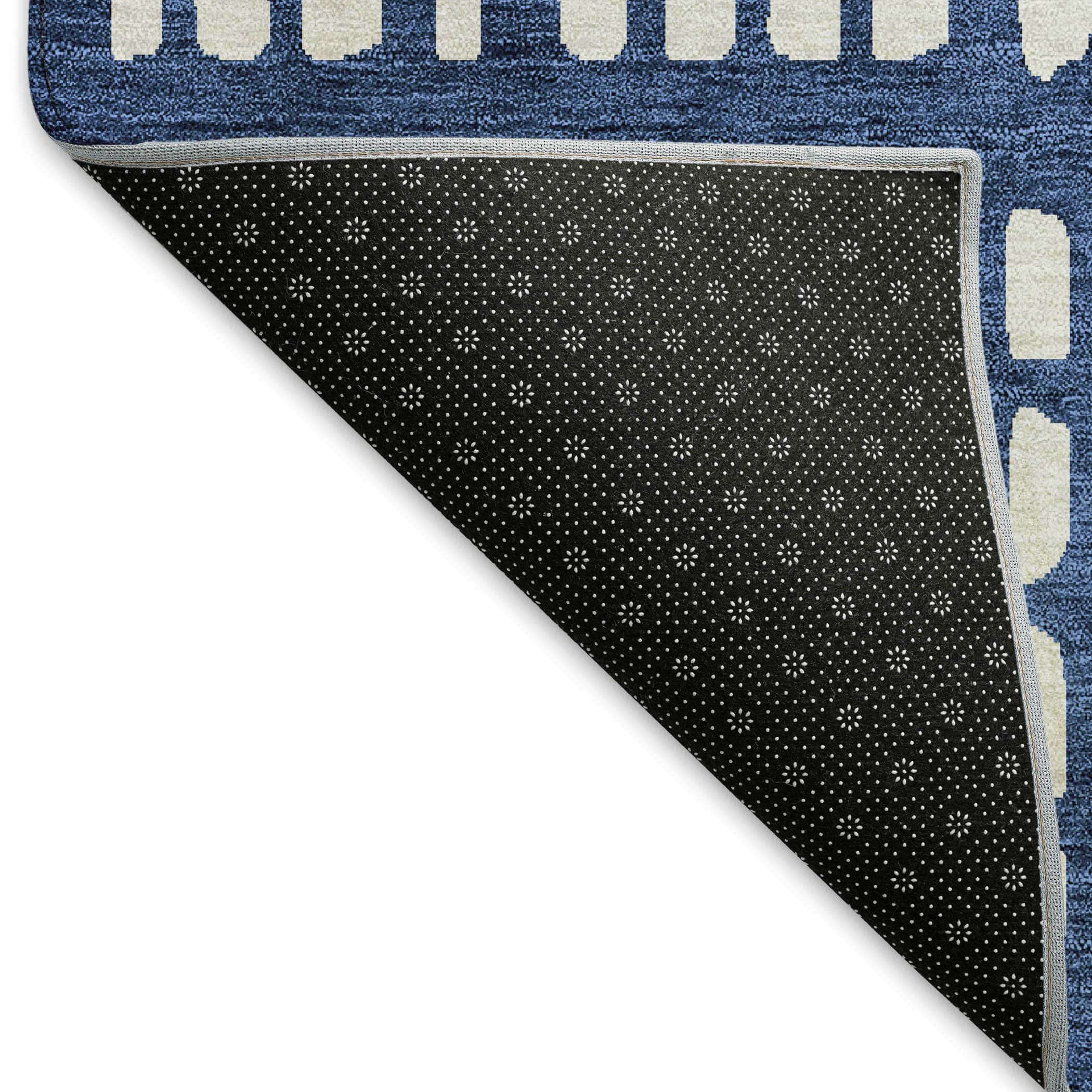 Kathmandu Machine Washable Transitional Navy Blue Rug 1'8" x 2'6" #shape_Rectangle