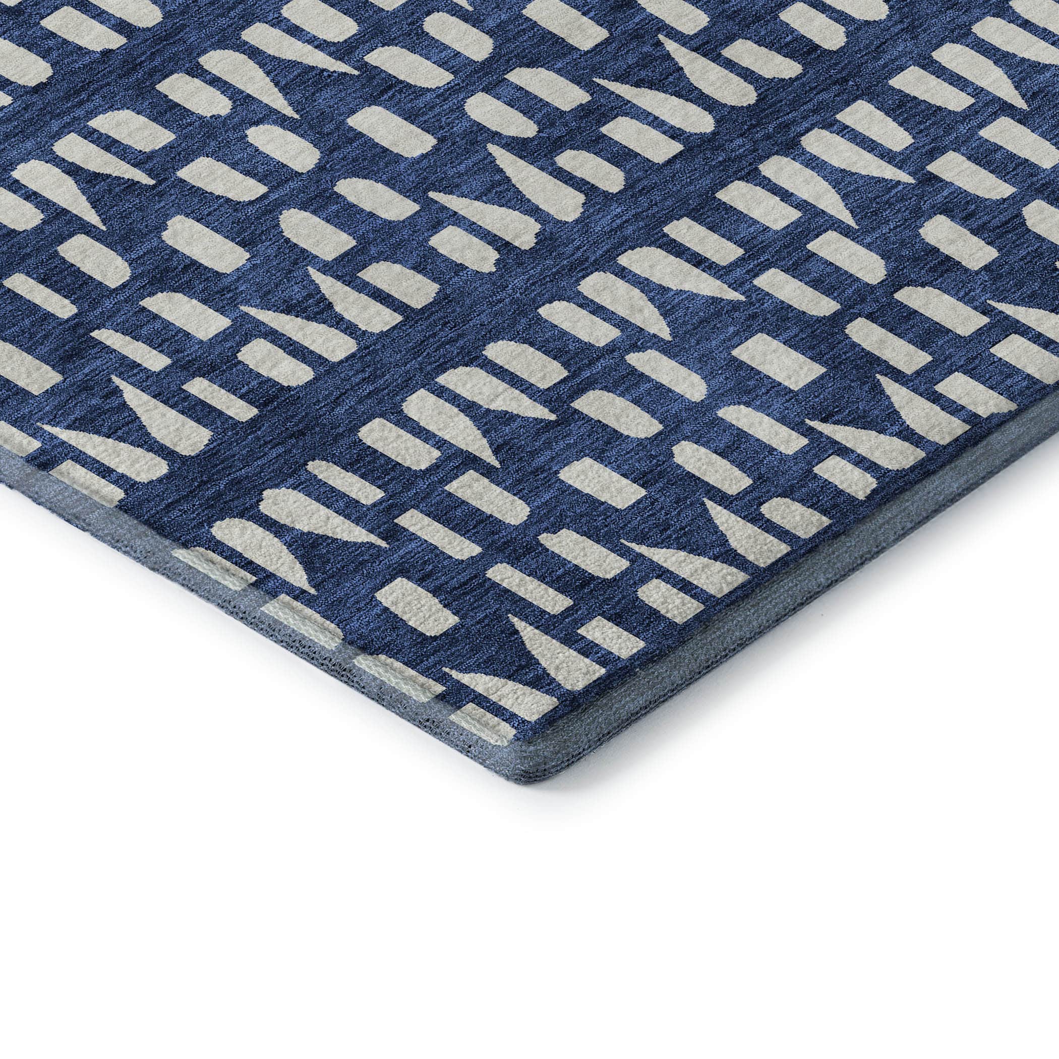 Kathmandu Machine Washable Transitional Navy Blue Rug 1'8" x 2'6" #shape_Rectangle