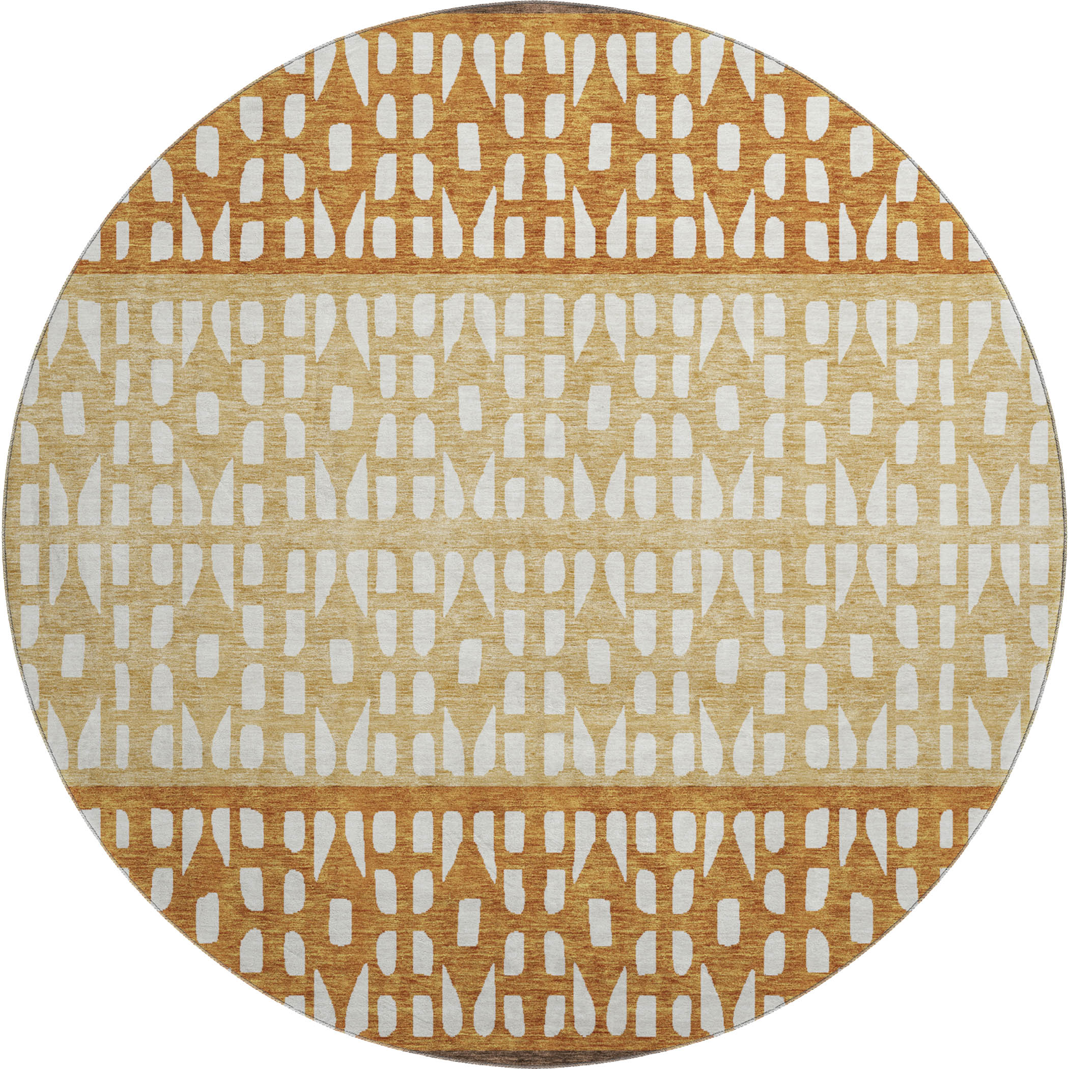 Florence Machine Washable Transitional Coffee Brown Rug 8' x 8' #shape_Round