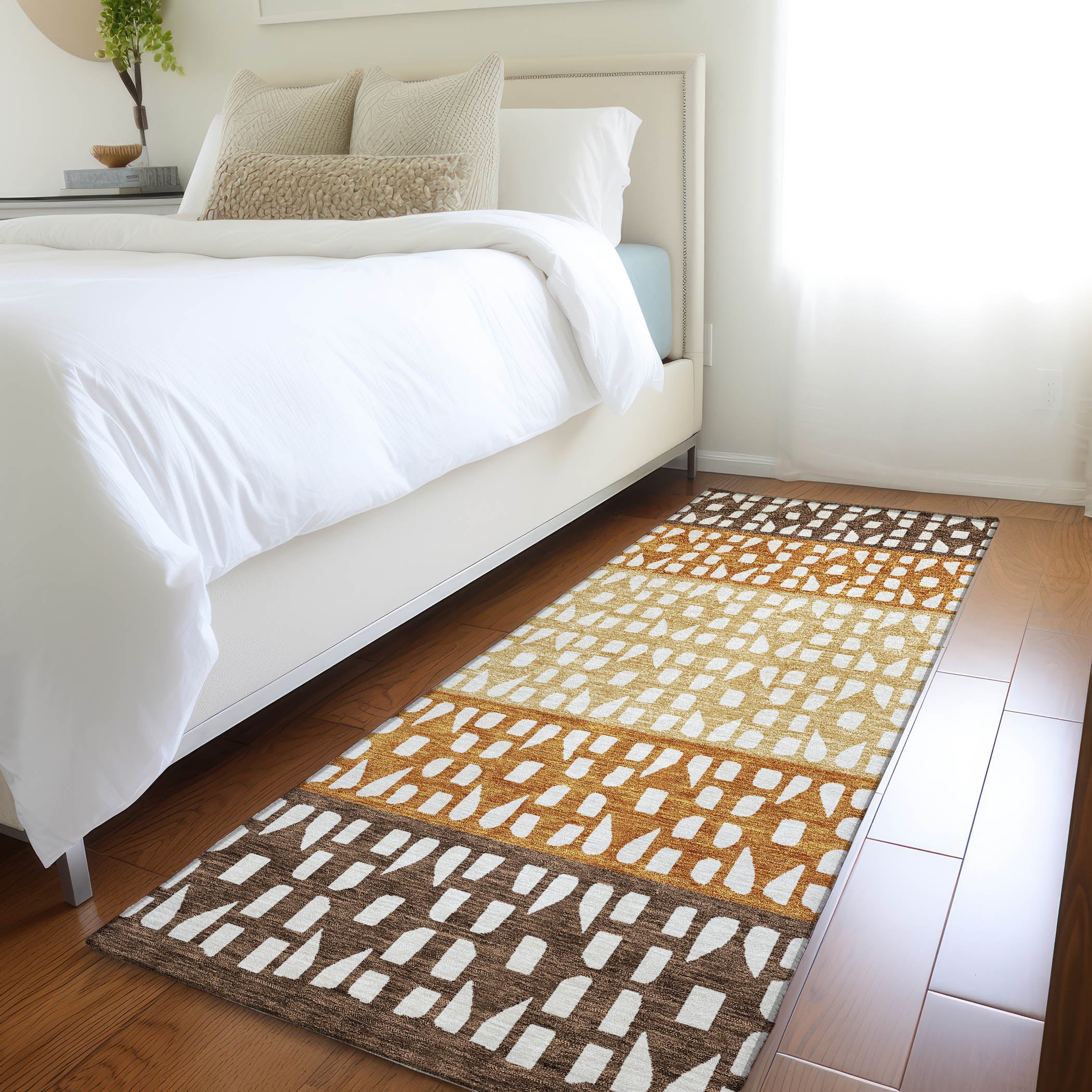 Florence Machine Washable Transitional Coffee Brown Rug 2'3" x 7'6" #shape_Runner