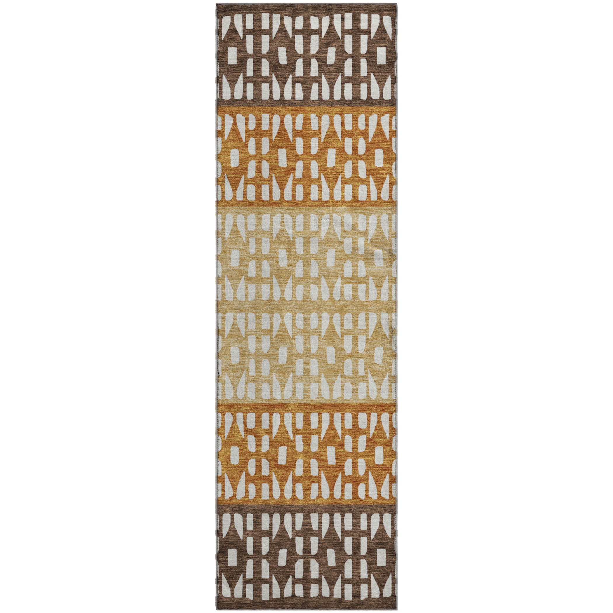Florence Machine Washable Transitional Coffee Brown Rug 2'3" x 7'6" #shape_Runner