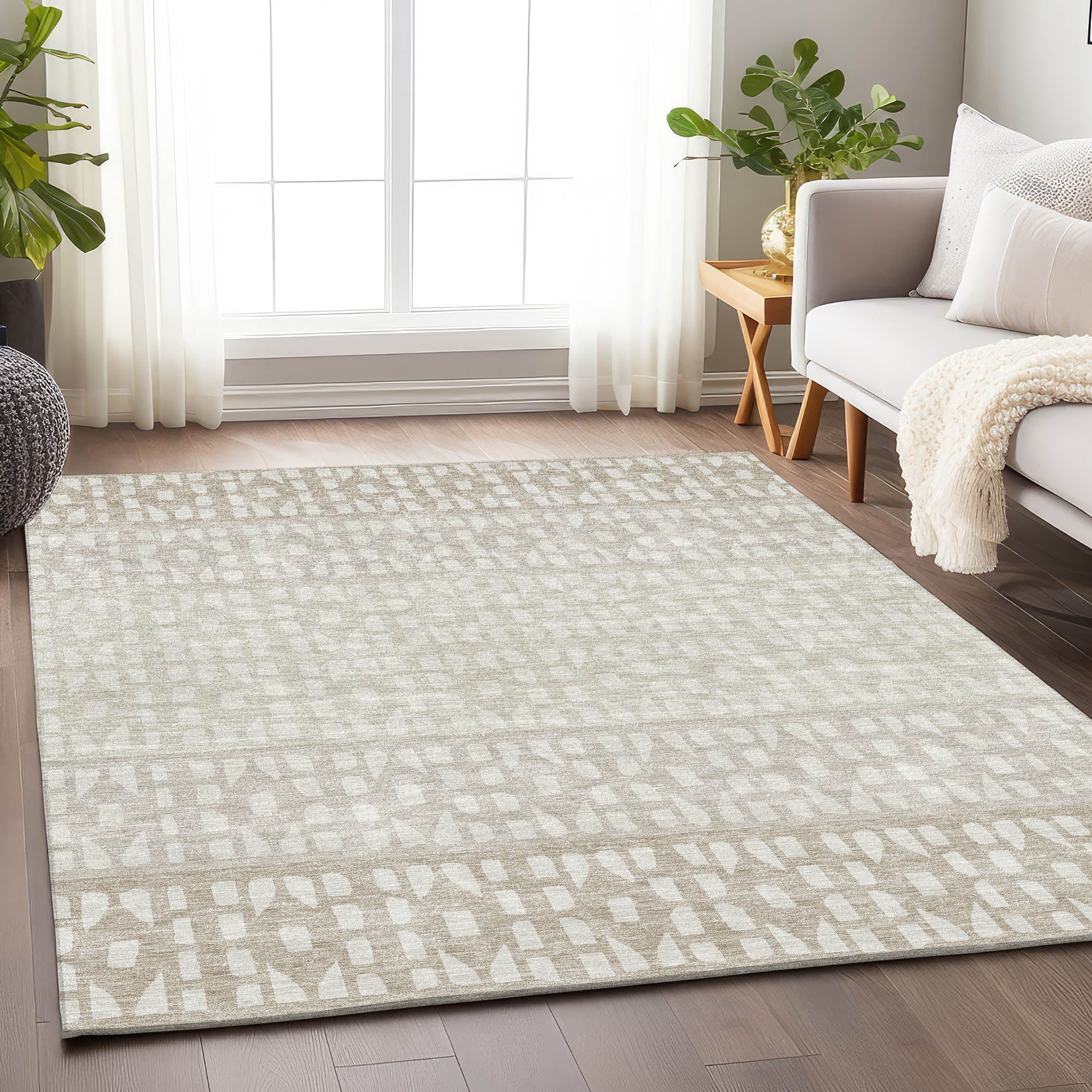 Florence Machine Washable Transitional Ivory Rug 2'6" x 3'10" #shape_Rectangle