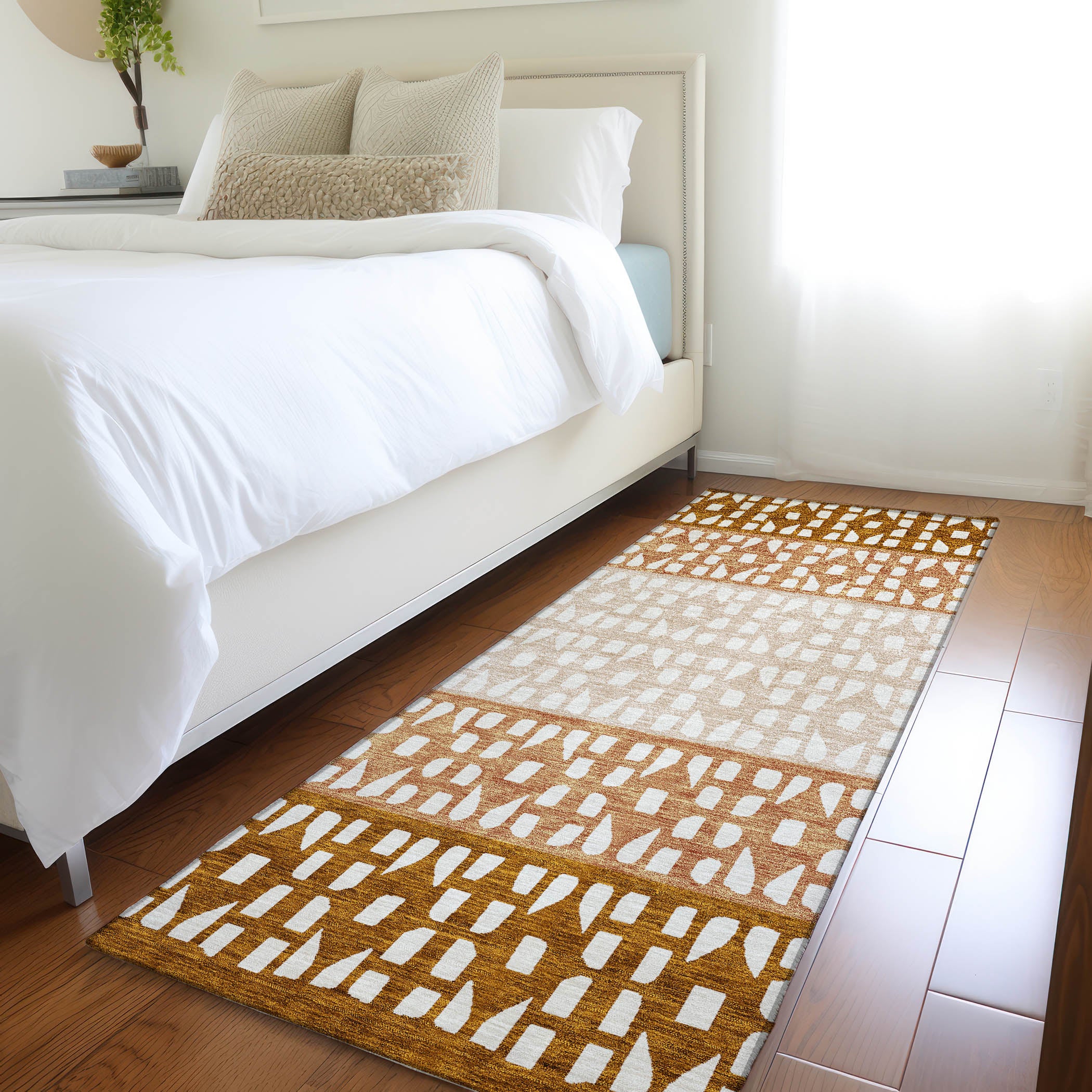 Florence Machine Washable Transitional Paprika Orange Rug 2'3" x 7'6" #shape_Runner