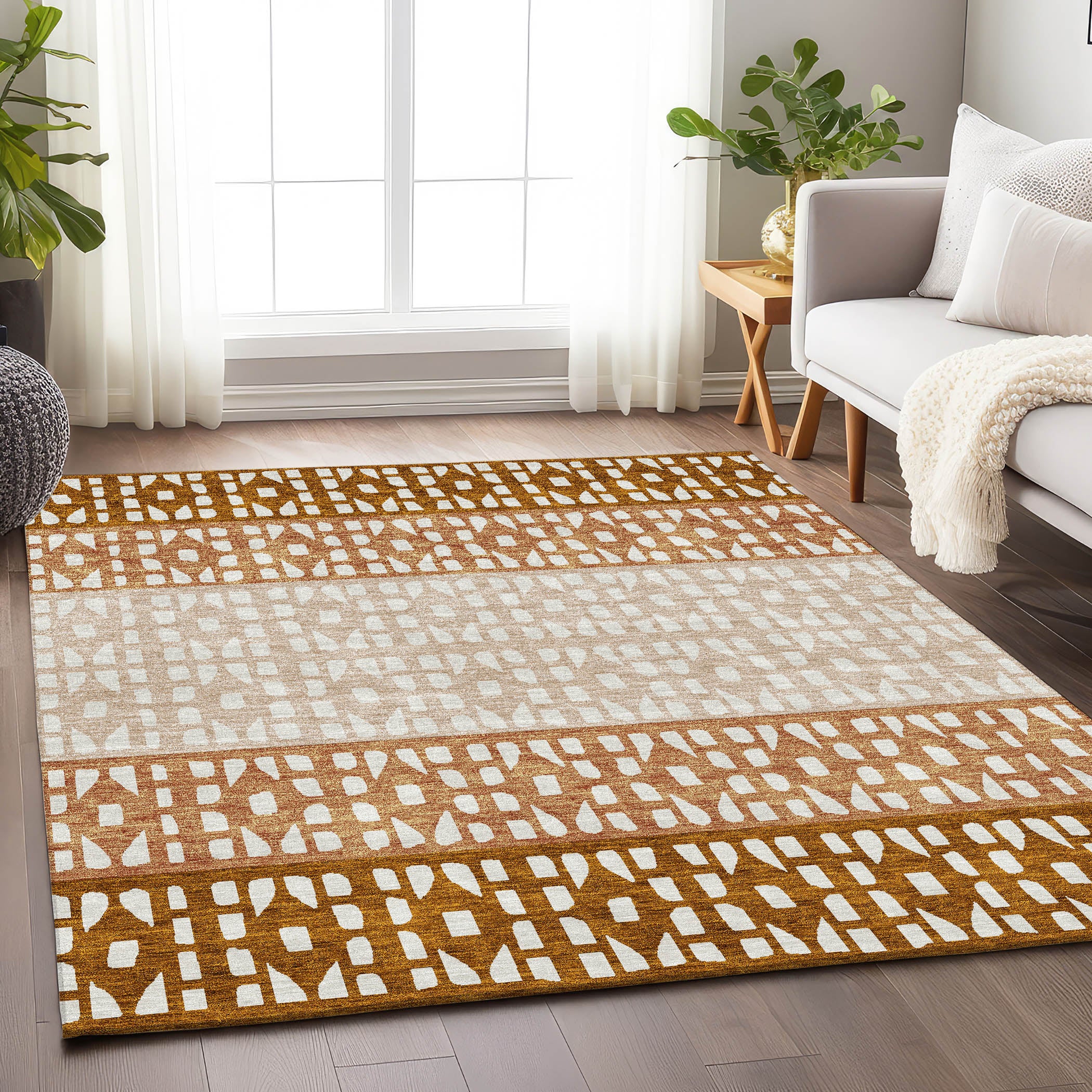 Florence Machine Washable Transitional Paprika Orange Rug 2'6" x 3'10" #shape_Rectangle