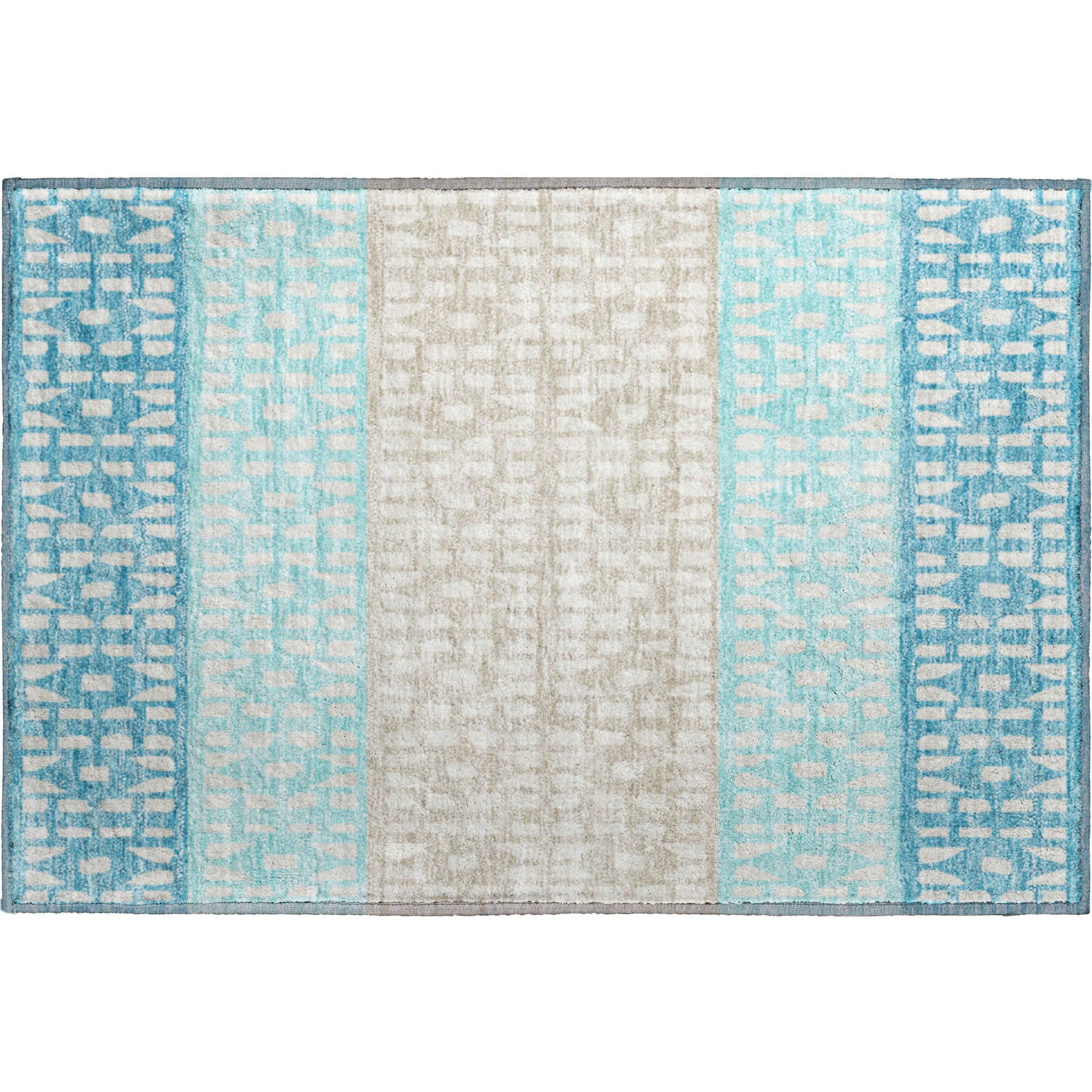 Florence Machine Washable Transitional Teal Rug 1'8" x 2'6" #shape_Rectangle