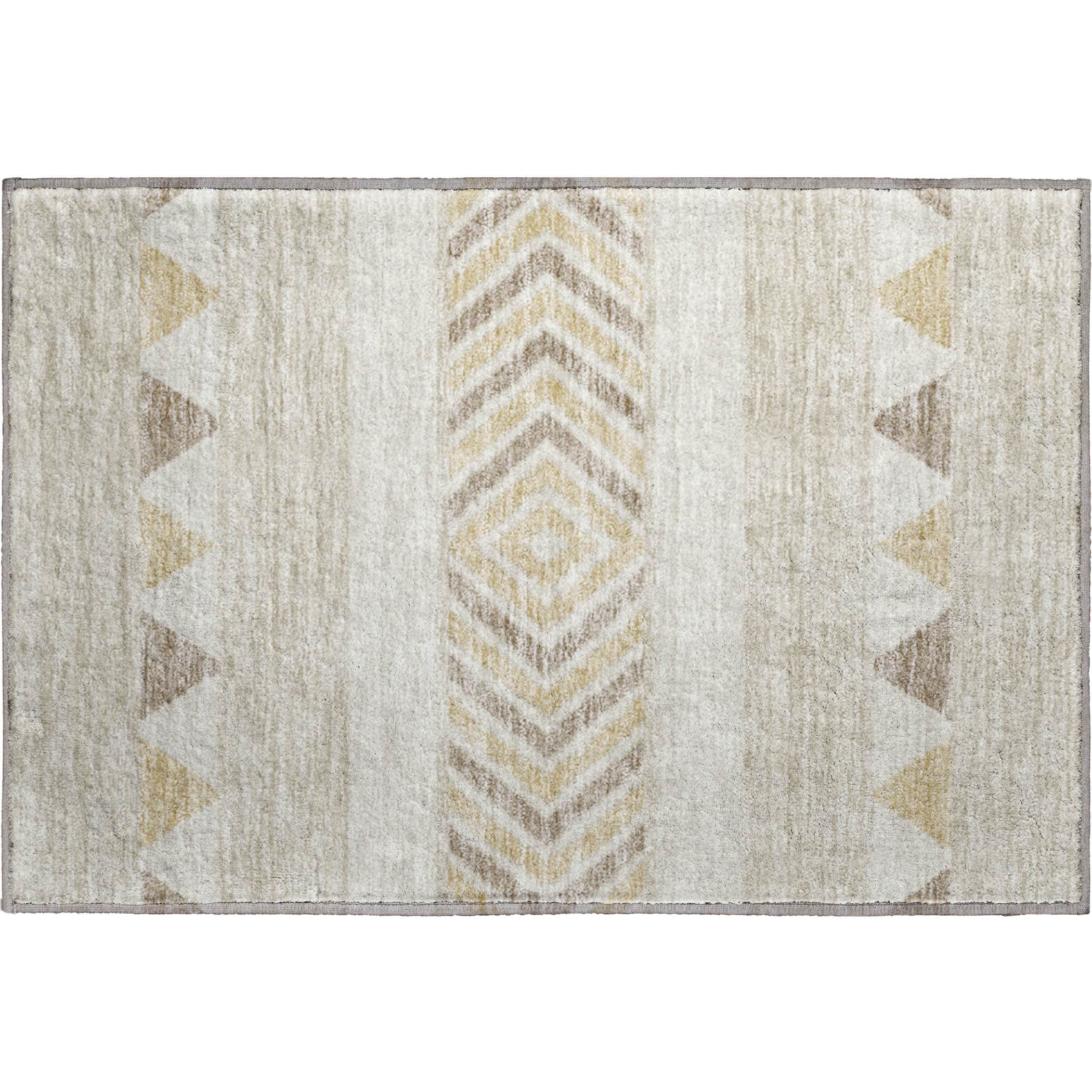 Kotor Machine Washable Transitional Beige Brown Rug 1'8" x 2'6" #shape_Rectangle