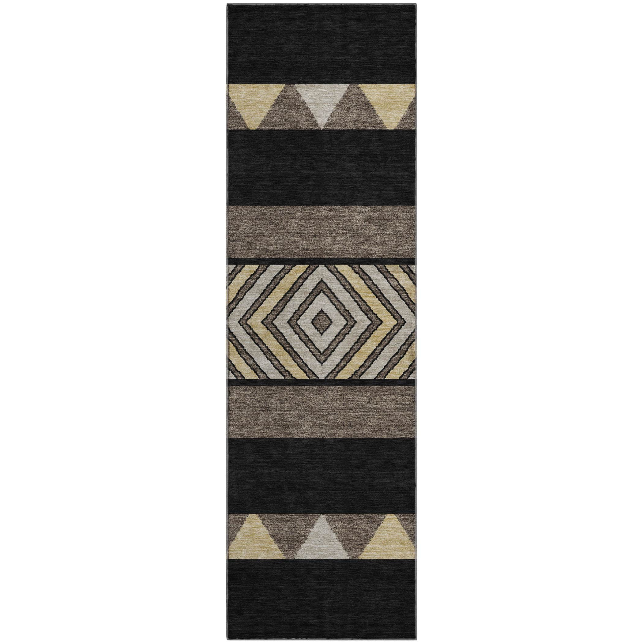 Kotor Machine Washable Transitional Black Rug 2'3" x 7'6" #shape_Runner
