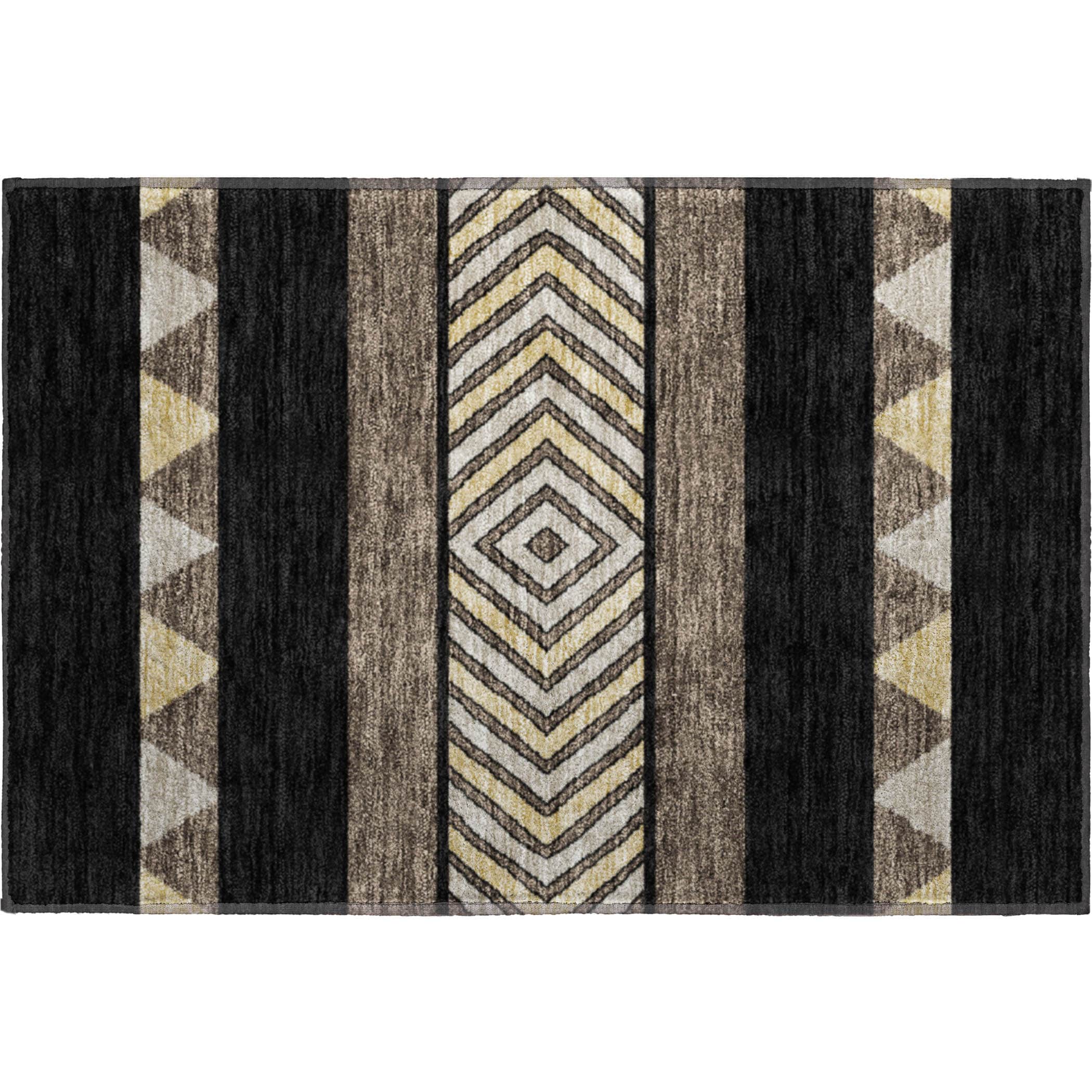 Kotor Machine Washable Transitional Black Rug 1'8" x 2'6" #shape_Rectangle