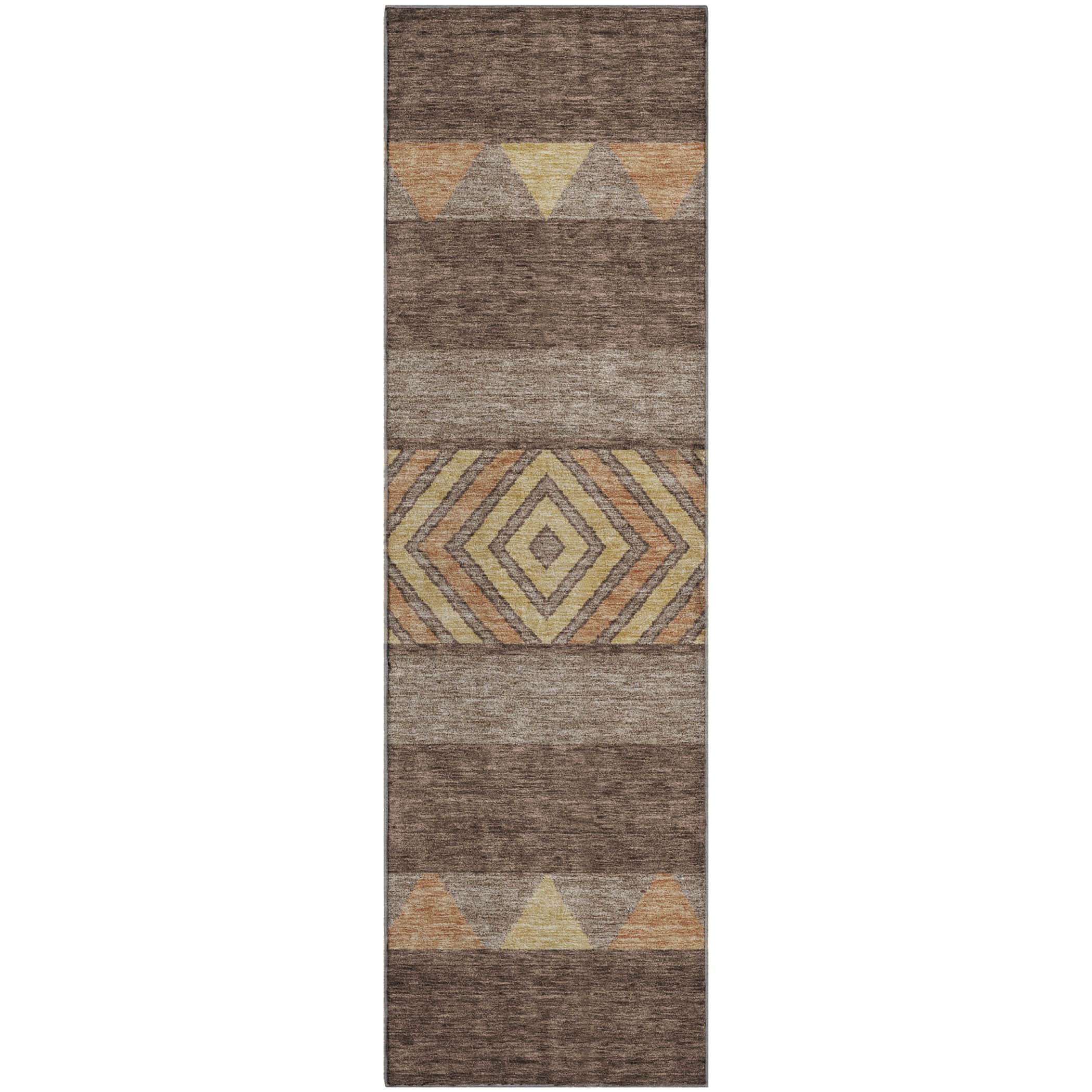 Kotor Machine Washable Transitional Brown Rug 2'3" x 7'6" #shape_Runner