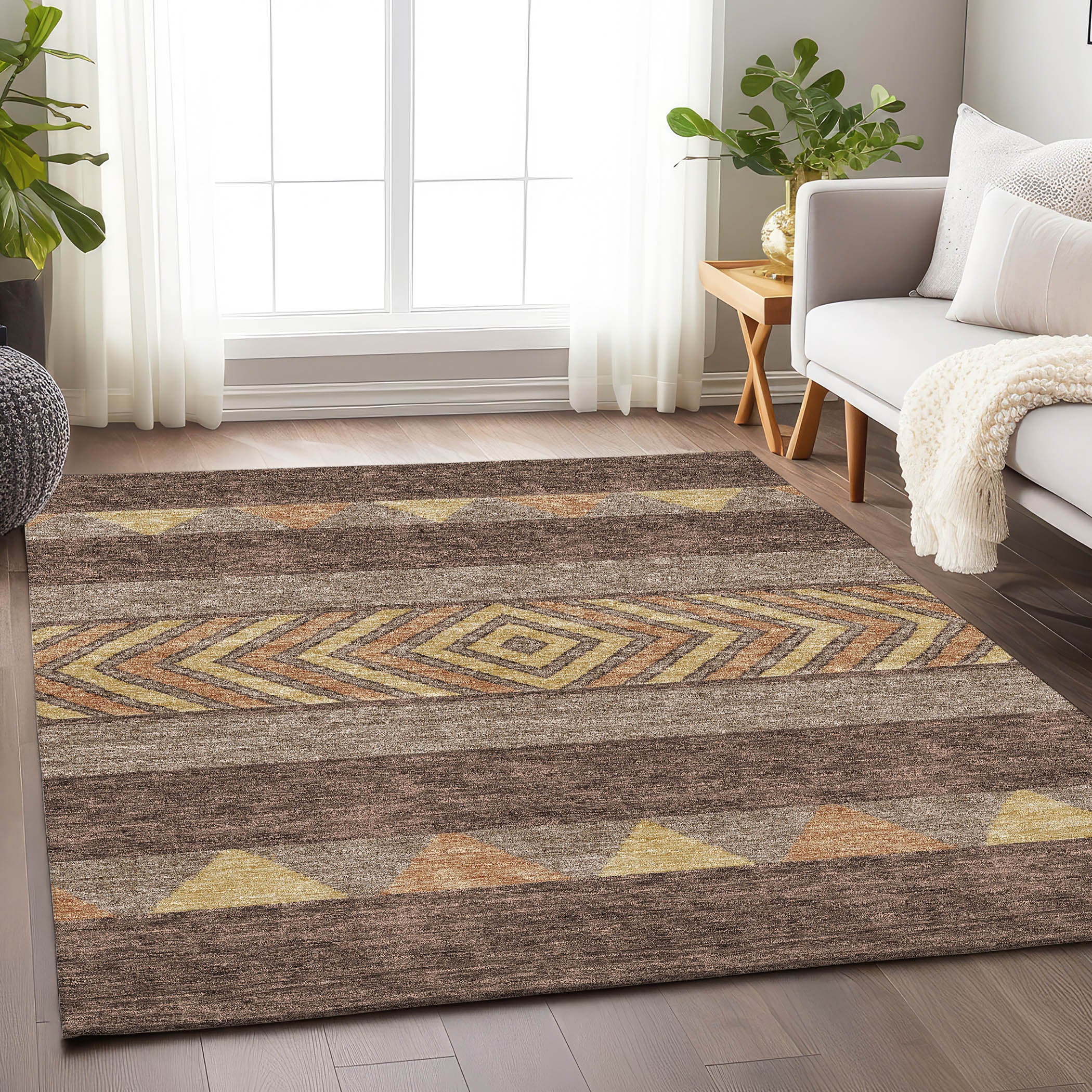 Kotor Machine Washable Transitional Brown Rug 2'6" x 3'10" #shape_Rectangle
