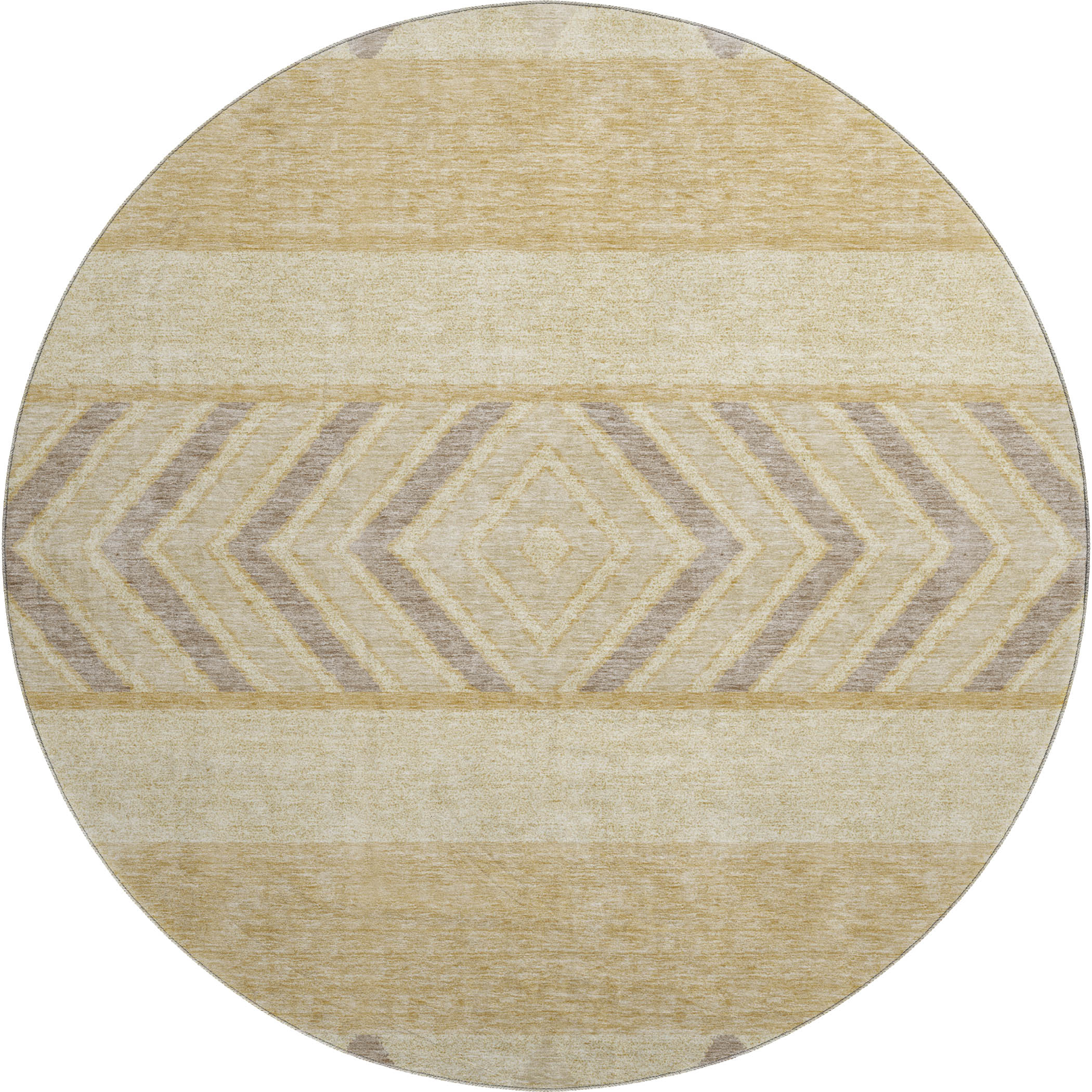 Kotor Machine Washable Transitional Gold Rug 8' x 8' #shape_Round