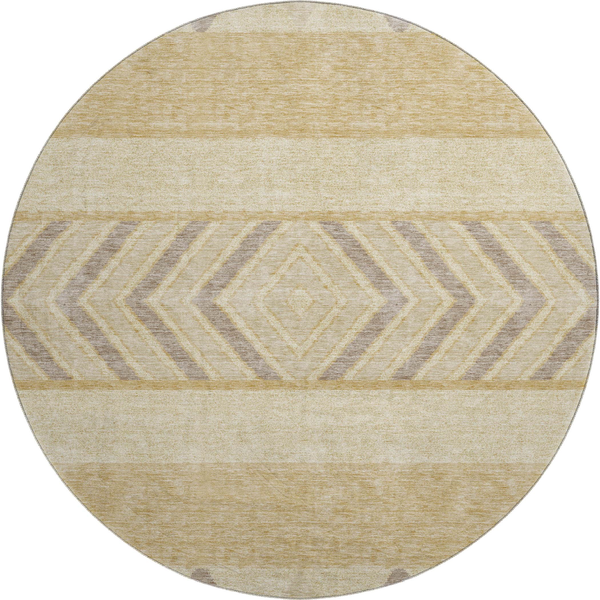 Kotor Machine Washable Transitional Gold Rug 8' x 8' #shape_Round