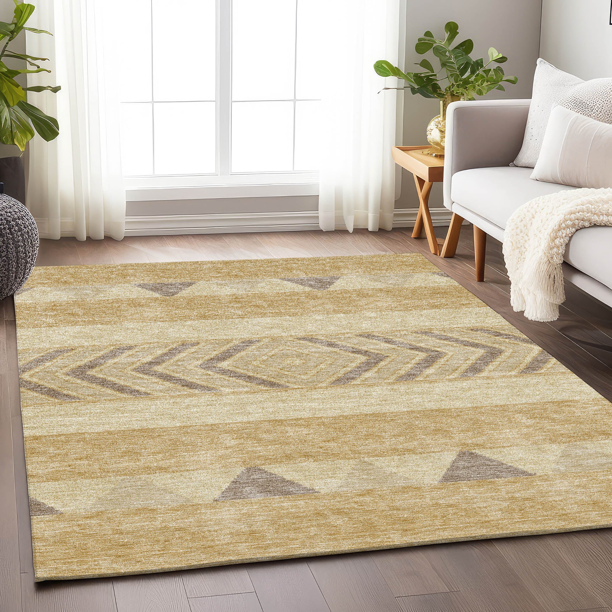 Kotor Machine Washable Transitional Gold Rug 2'6" x 3'10" #shape_Rectangle