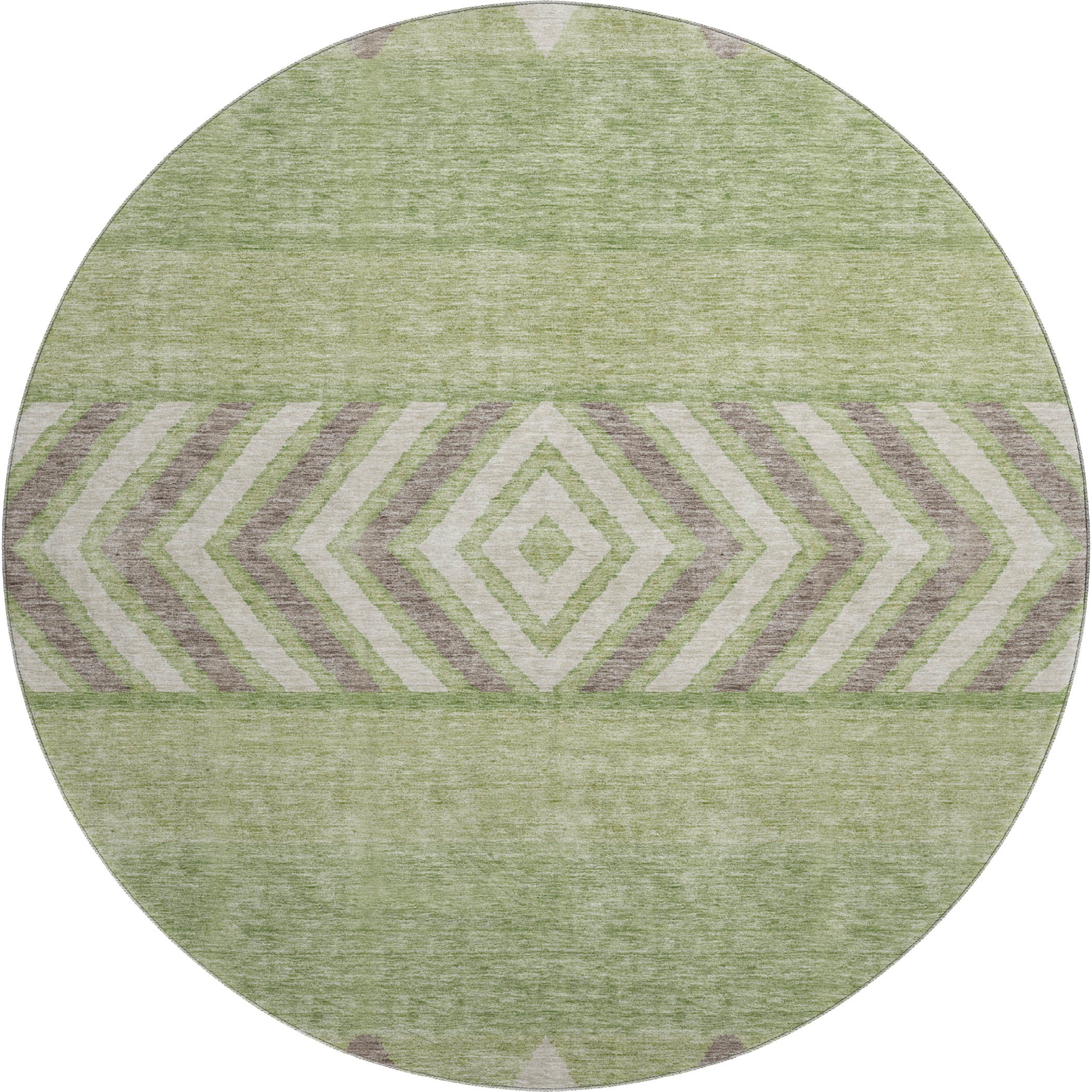 Kotor Machine Washable Transitional Green Rug 8' x 8' #shape_Round