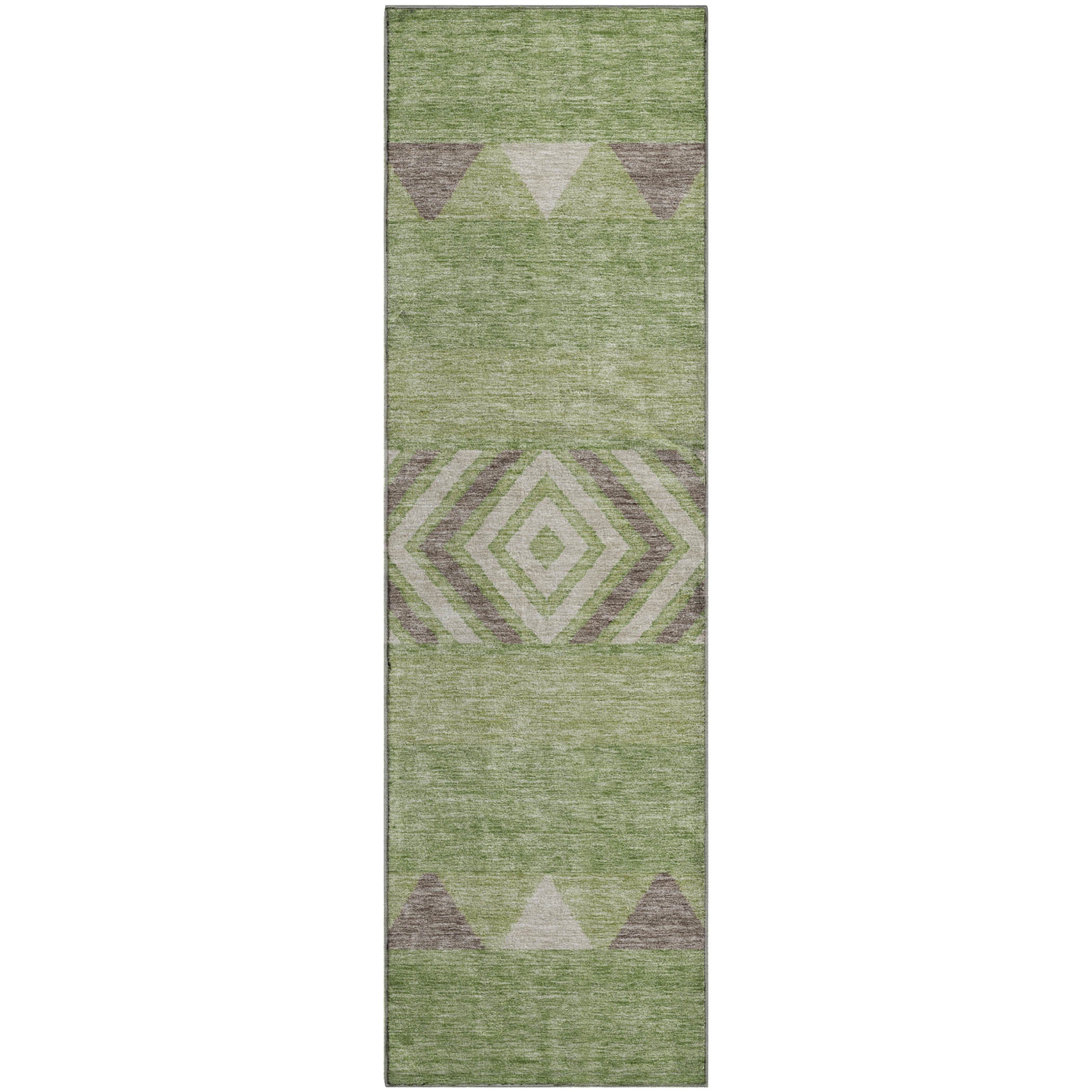 Kotor Machine Washable Transitional Green Rug 2'3" x 7'6" #shape_Runner