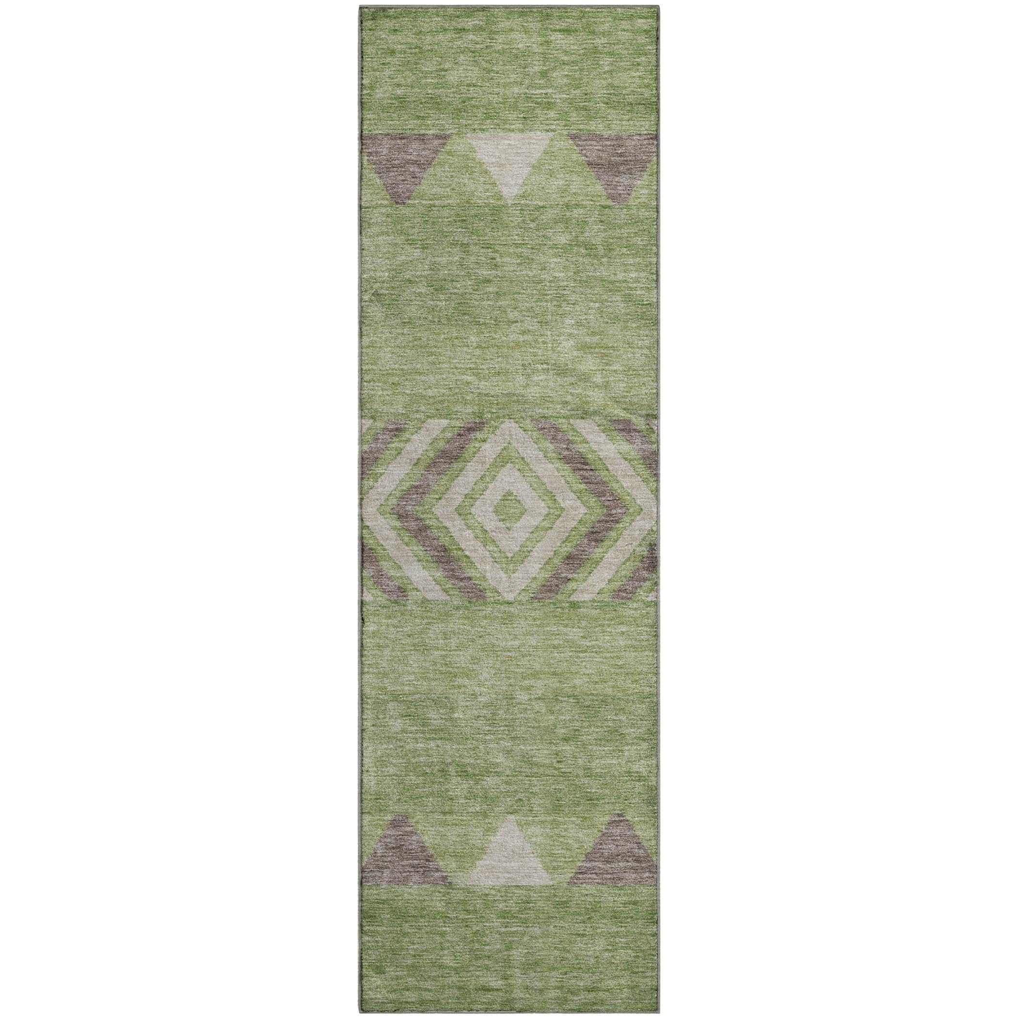 Kotor Machine Washable Transitional Green Rug 2'3" x 7'6" #shape_Runner