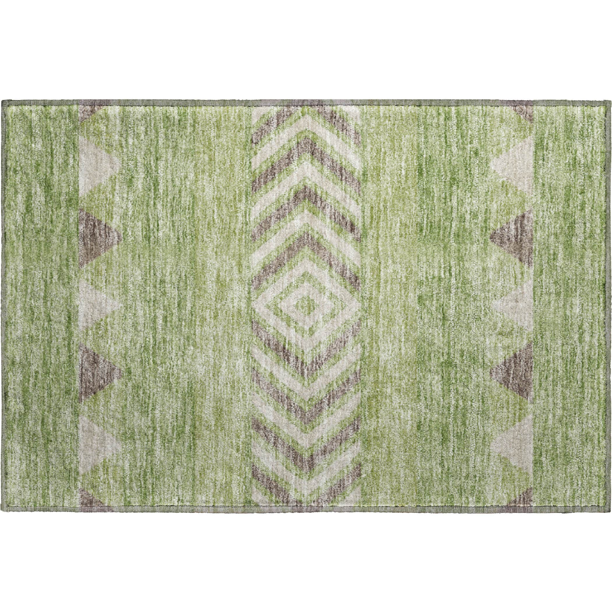 Kotor Machine Washable Transitional Green Rug 1'8" x 2'6" #shape_Rectangle
